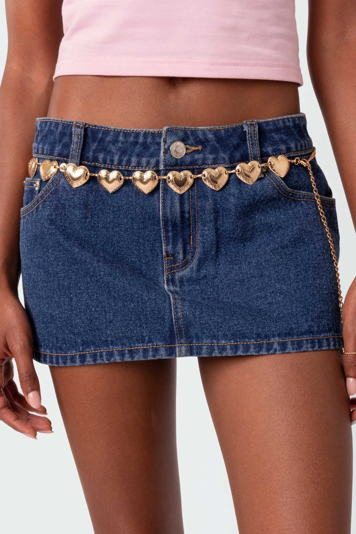 Gold Heart Pendant Chain Belt