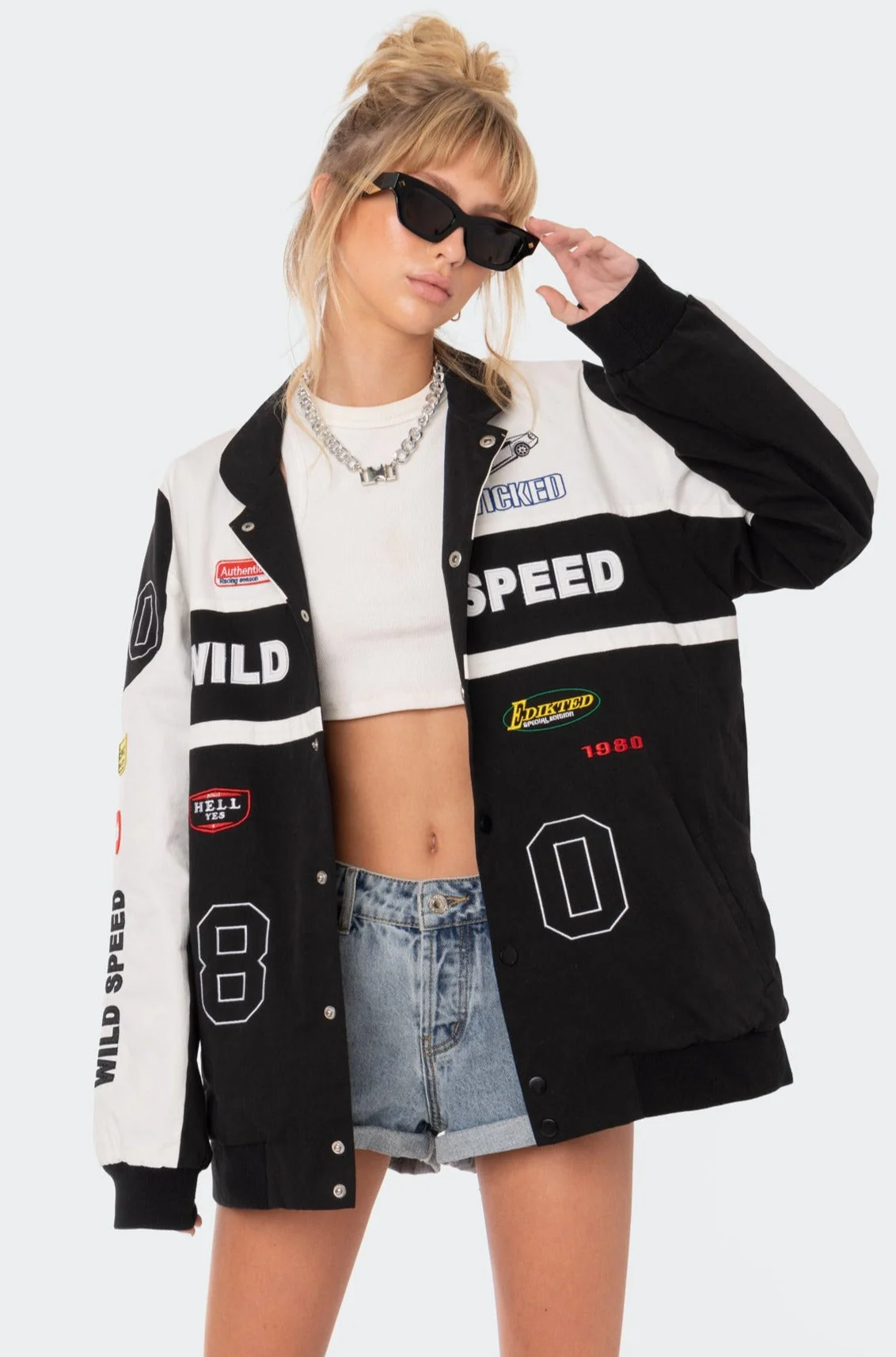 Motocross Inspired Snap Button Cotton Jacket