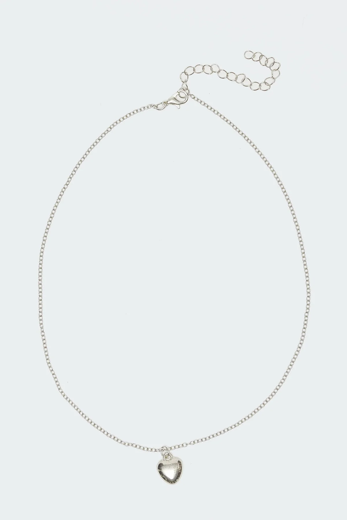 Silver Heart Pendant Necklace Adjustable Chain Jewelry