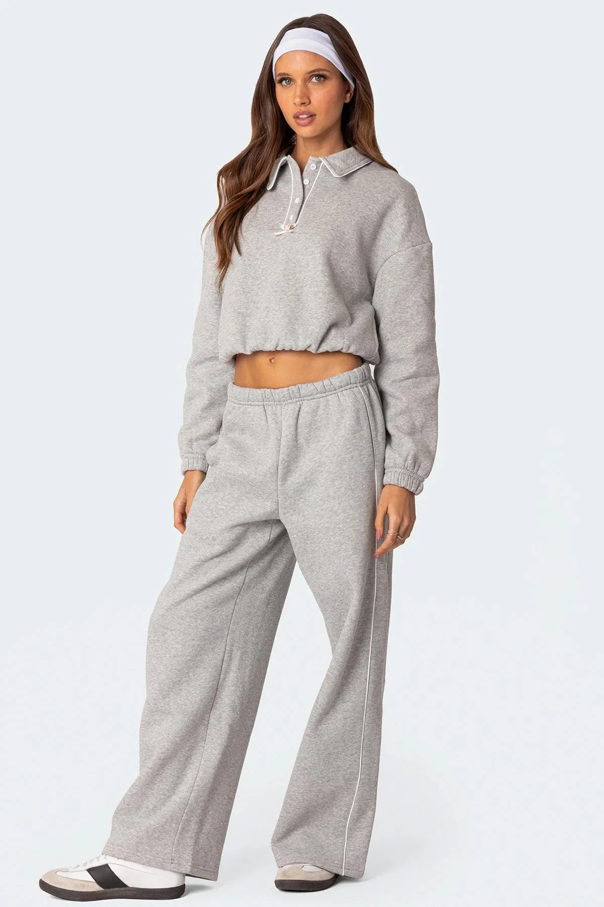 Cozy Gray Melange Oversized Sweatshirt for Women