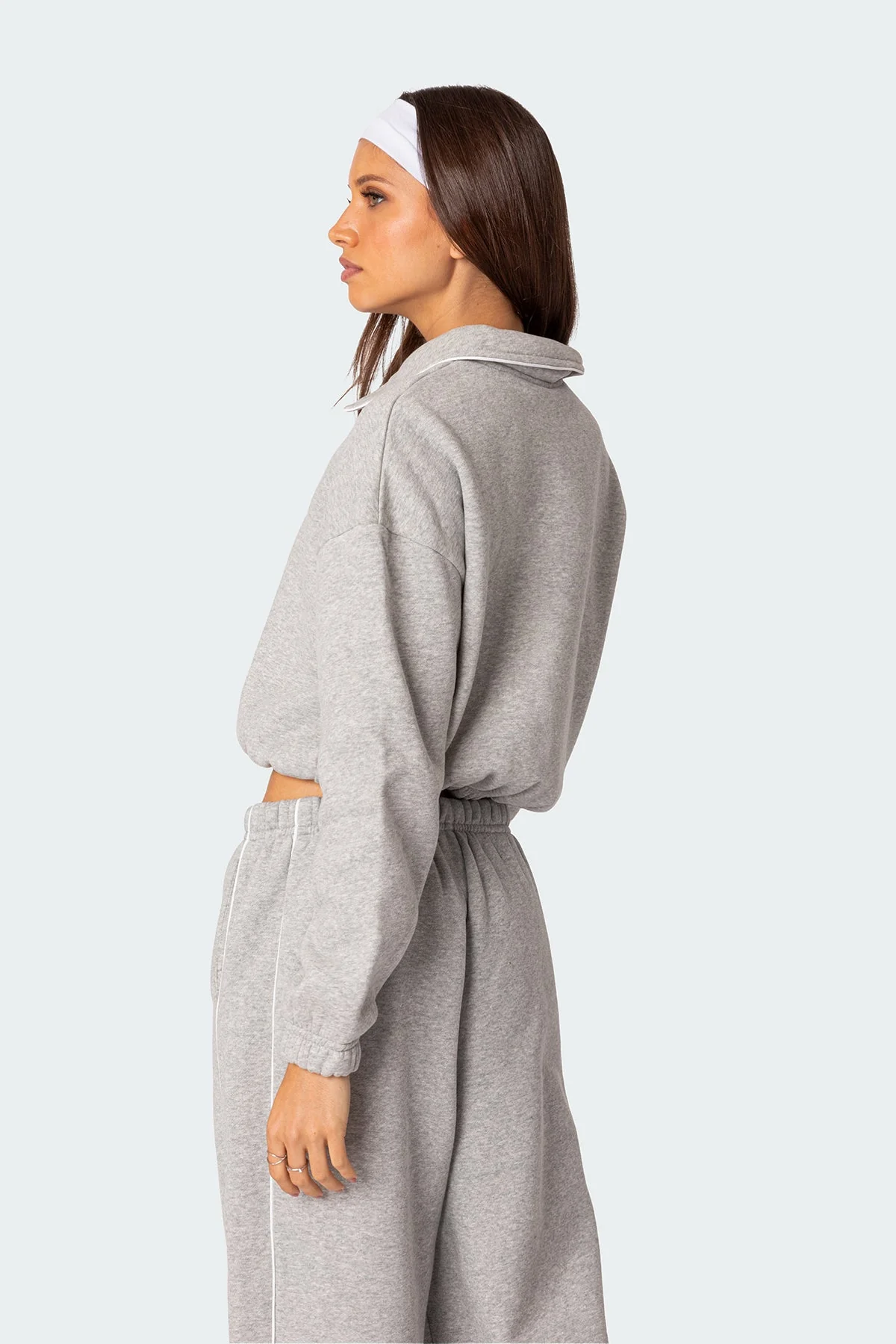 Cozy Gray Melange Oversized Sweatshirt for Women