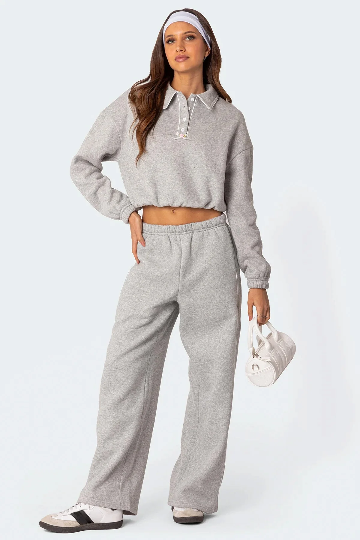 Cozy Gray Melange Oversized Sweatshirt for Women