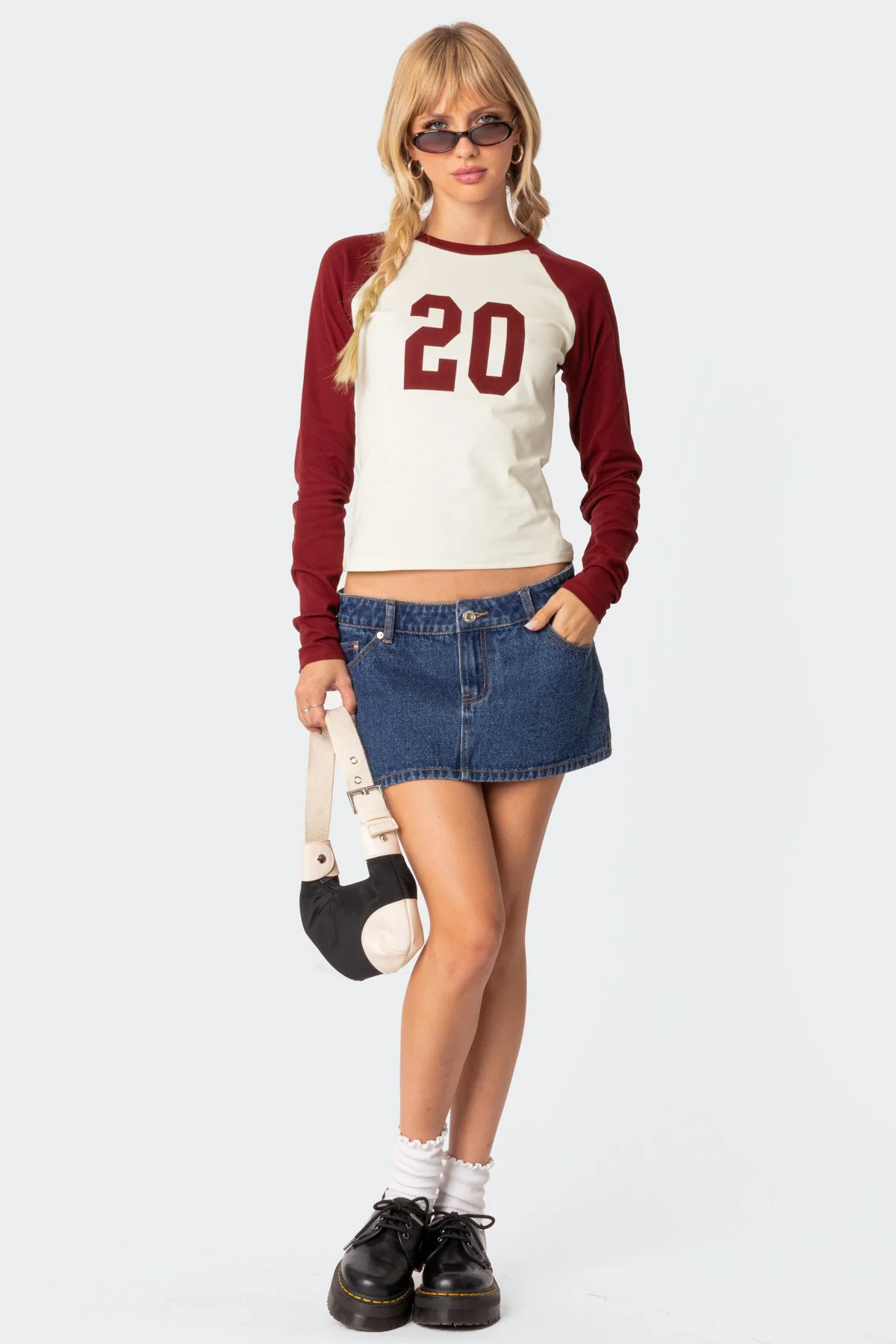 Graphic Print Long Sleeve T-Shirt for Women - Red & White