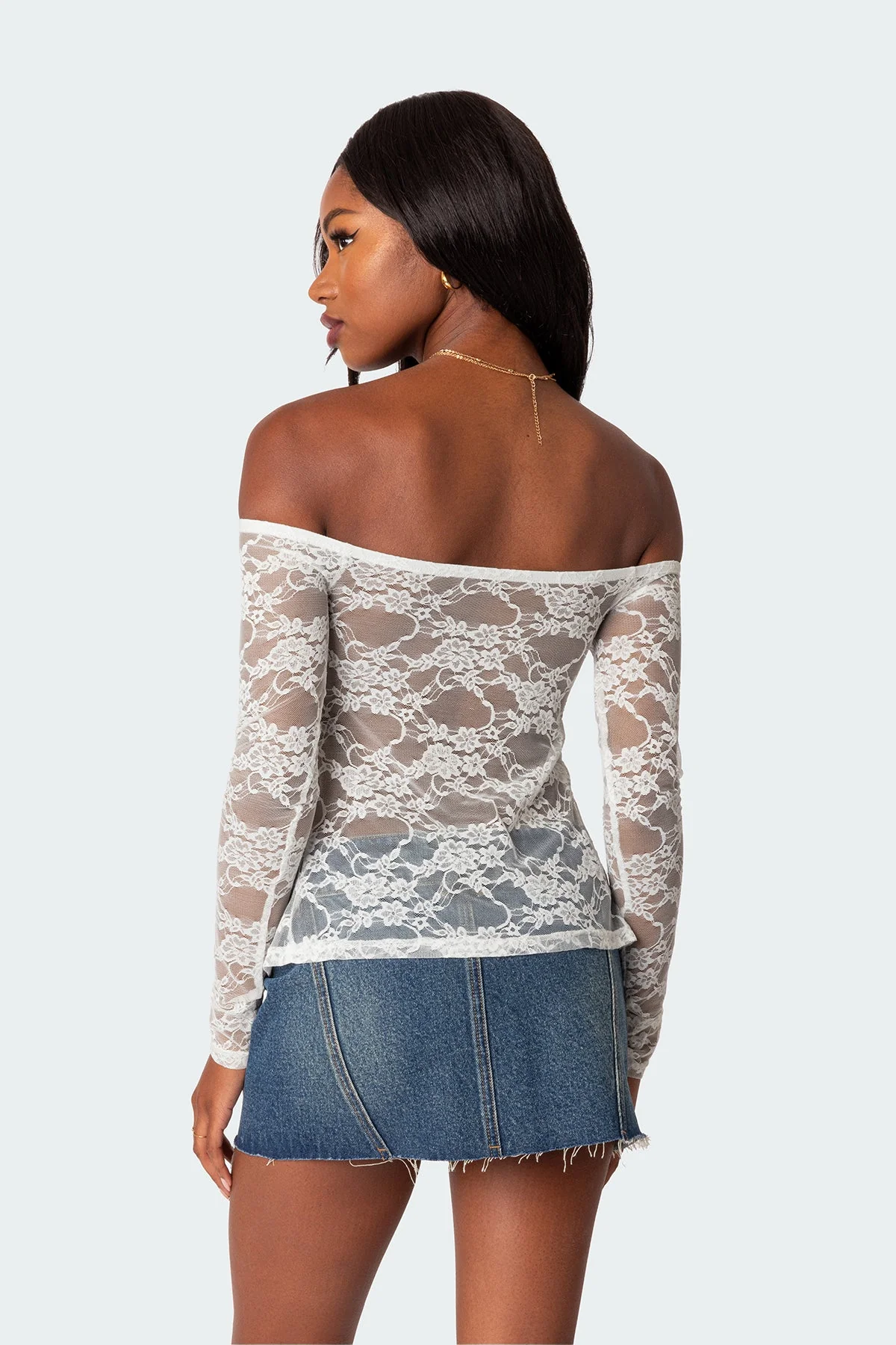 Elegant Odessa Lace Top - White Split Front Style