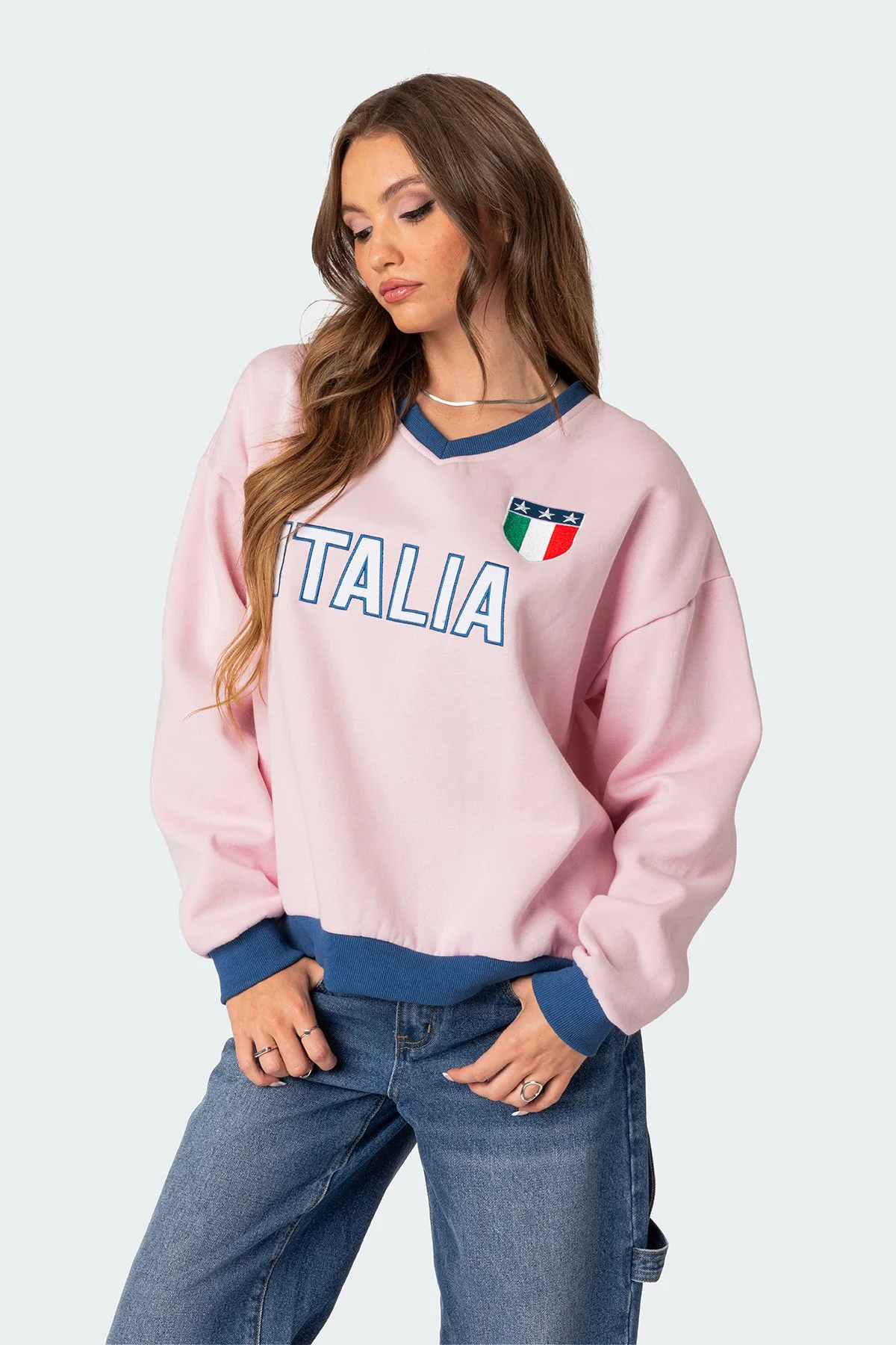 Light Pink Graphic Oversized Sweatshirt