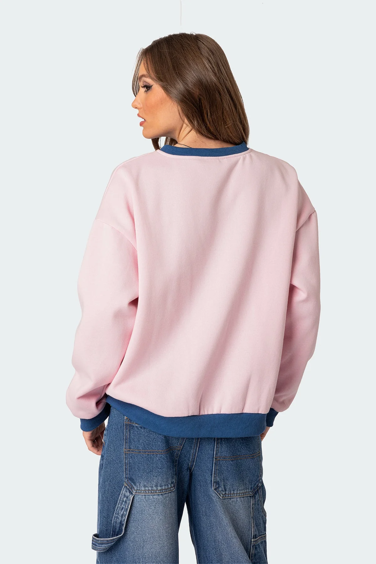 Light Pink Graphic Oversized Sweatshirt