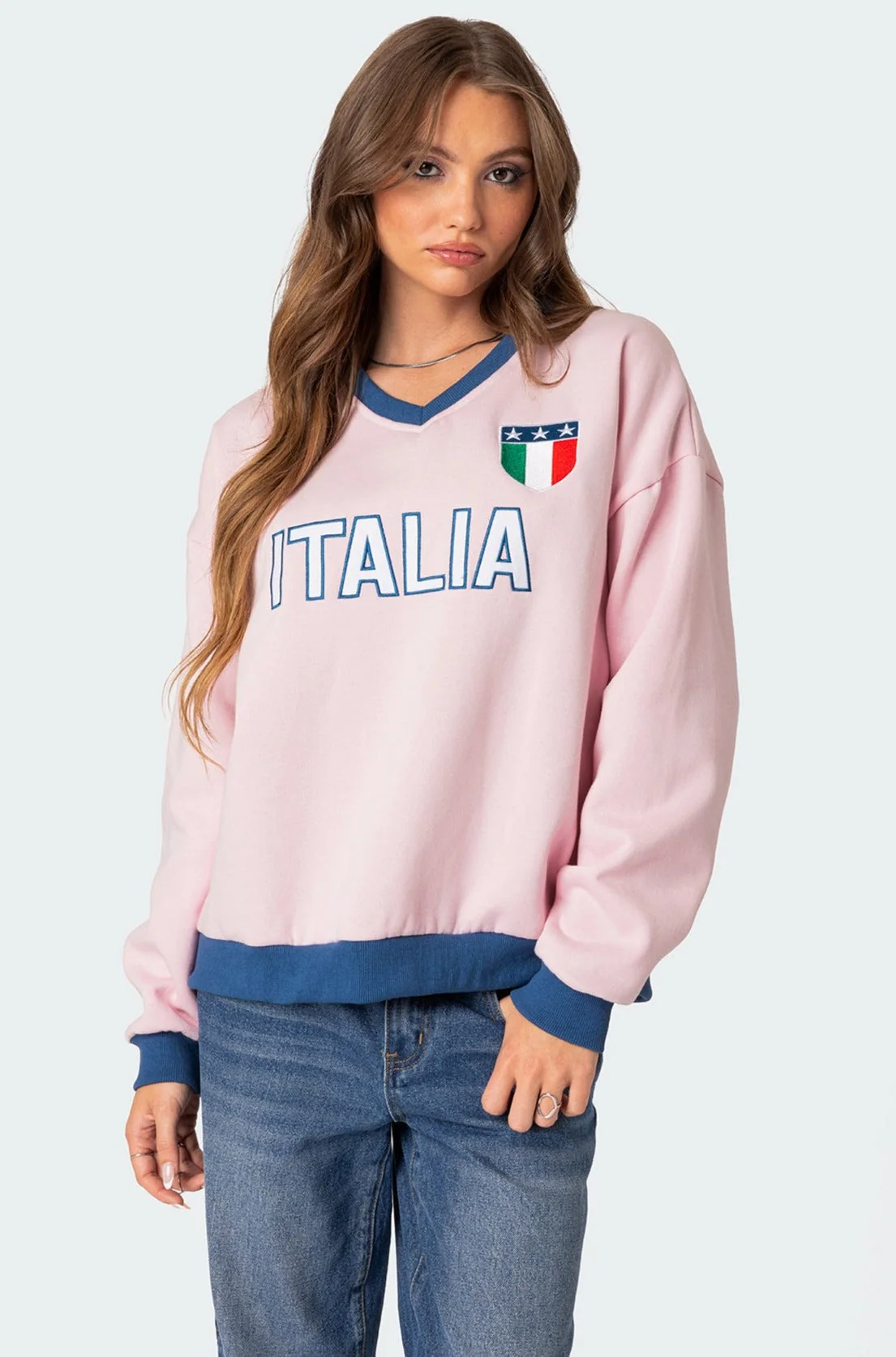 Light Pink Graphic Oversized Sweatshirt