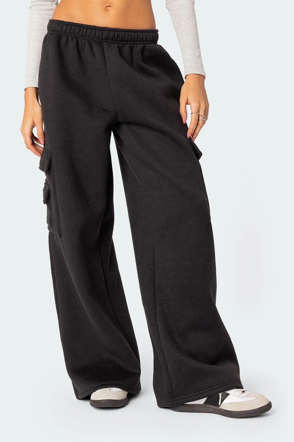 Cargo Style Cotton Sweatpants in Dark Gray
