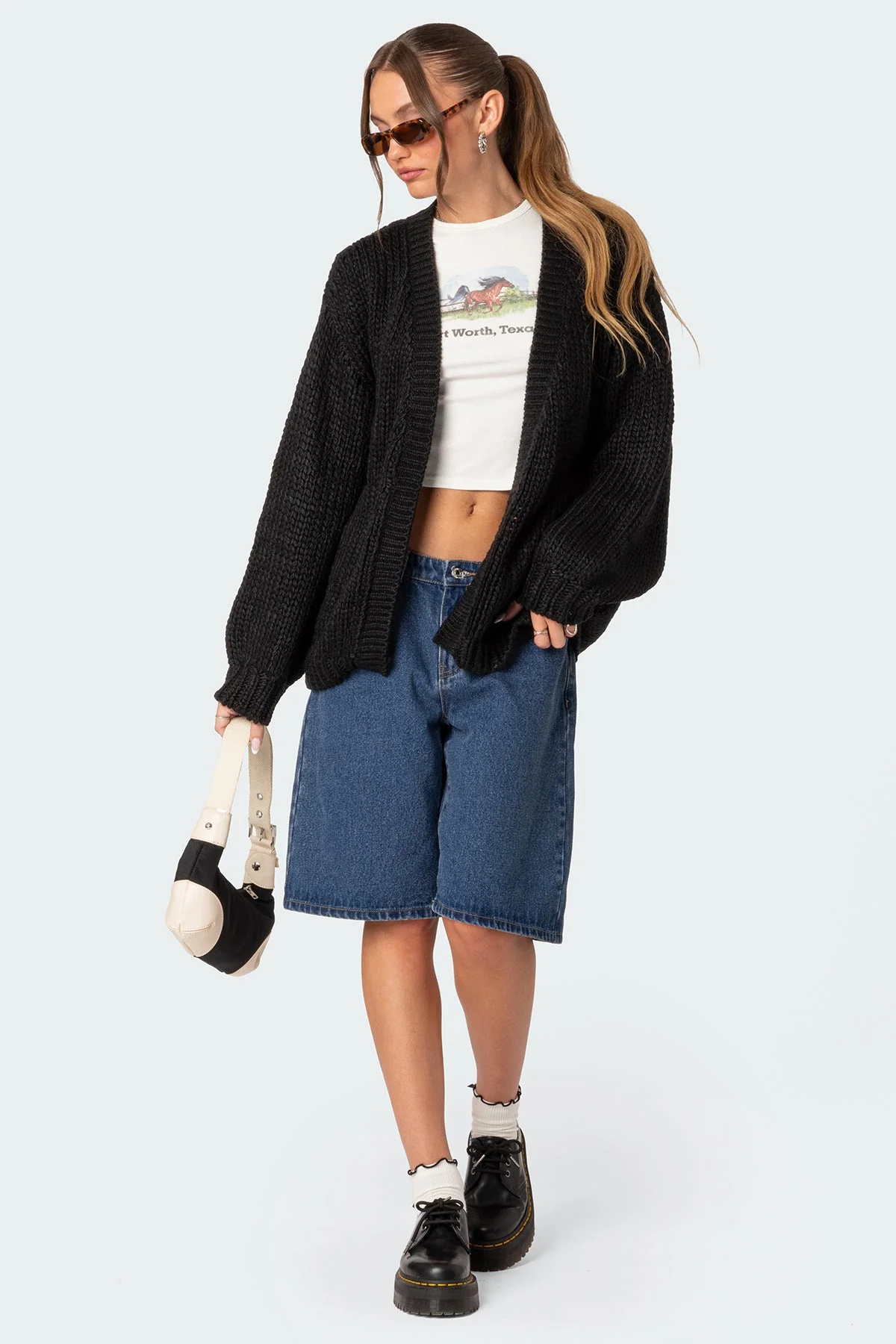 Oversized Knit Black Cardigan