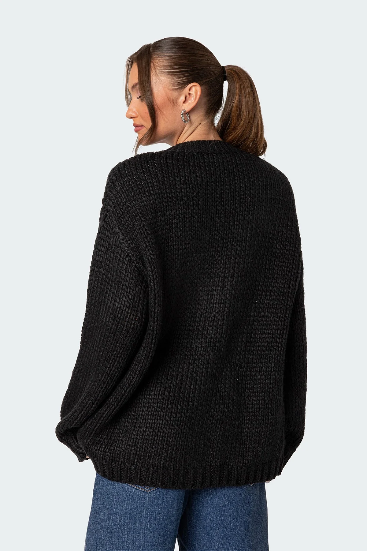 Oversized Knit Black Cardigan