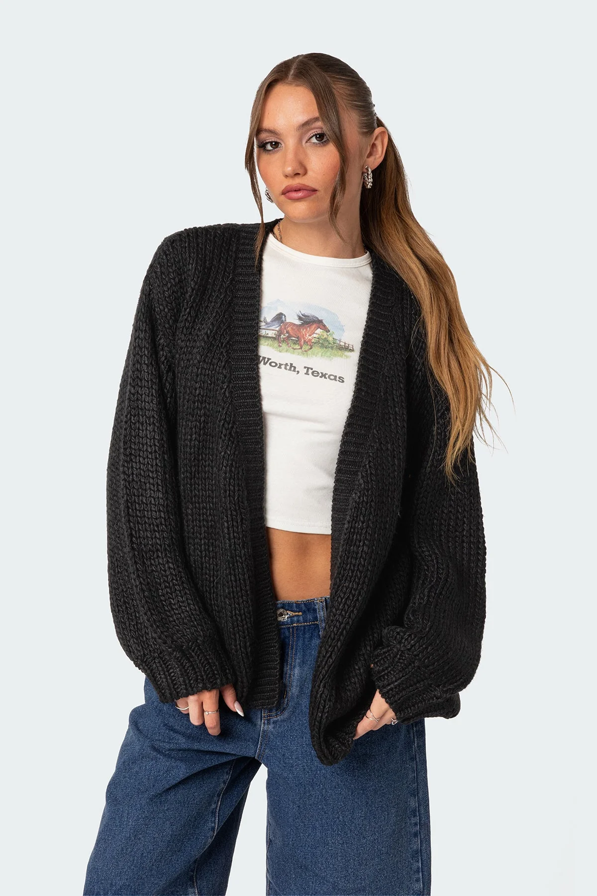 Oversized Knit Black Cardigan