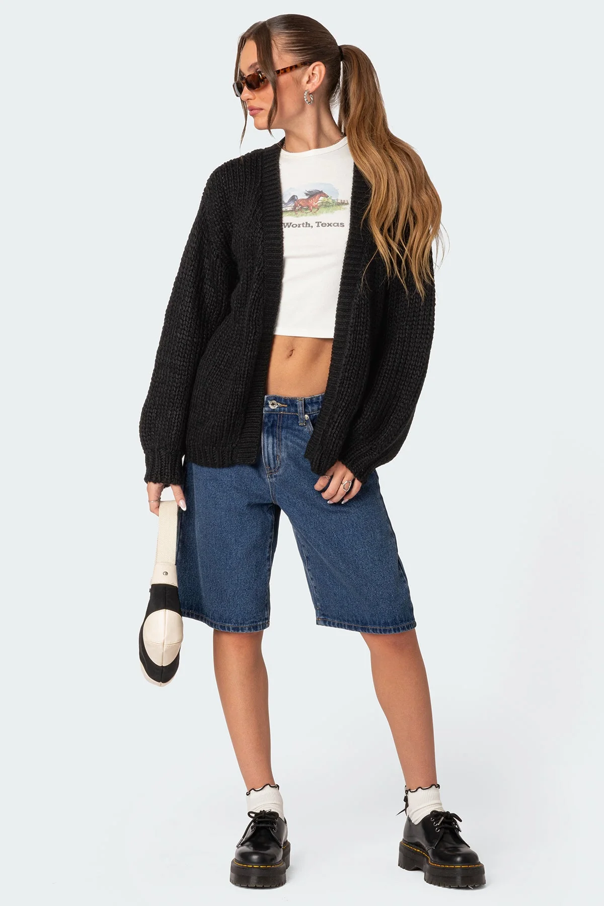 Oversized Knit Black Cardigan