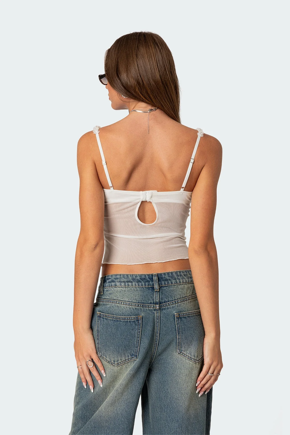 White Sheer Mesh Corset Bra