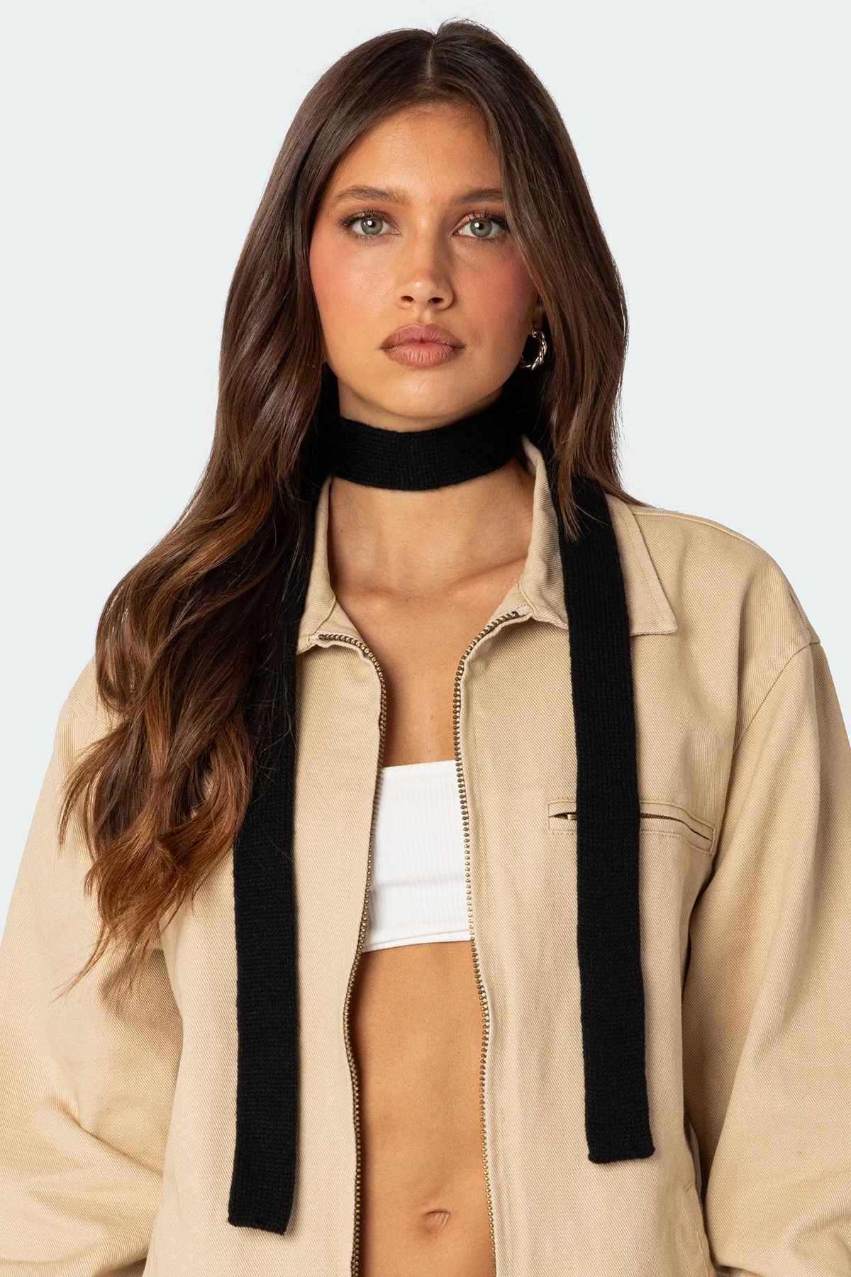 Black Knit Scarf Warm Winter Fashion Accessory