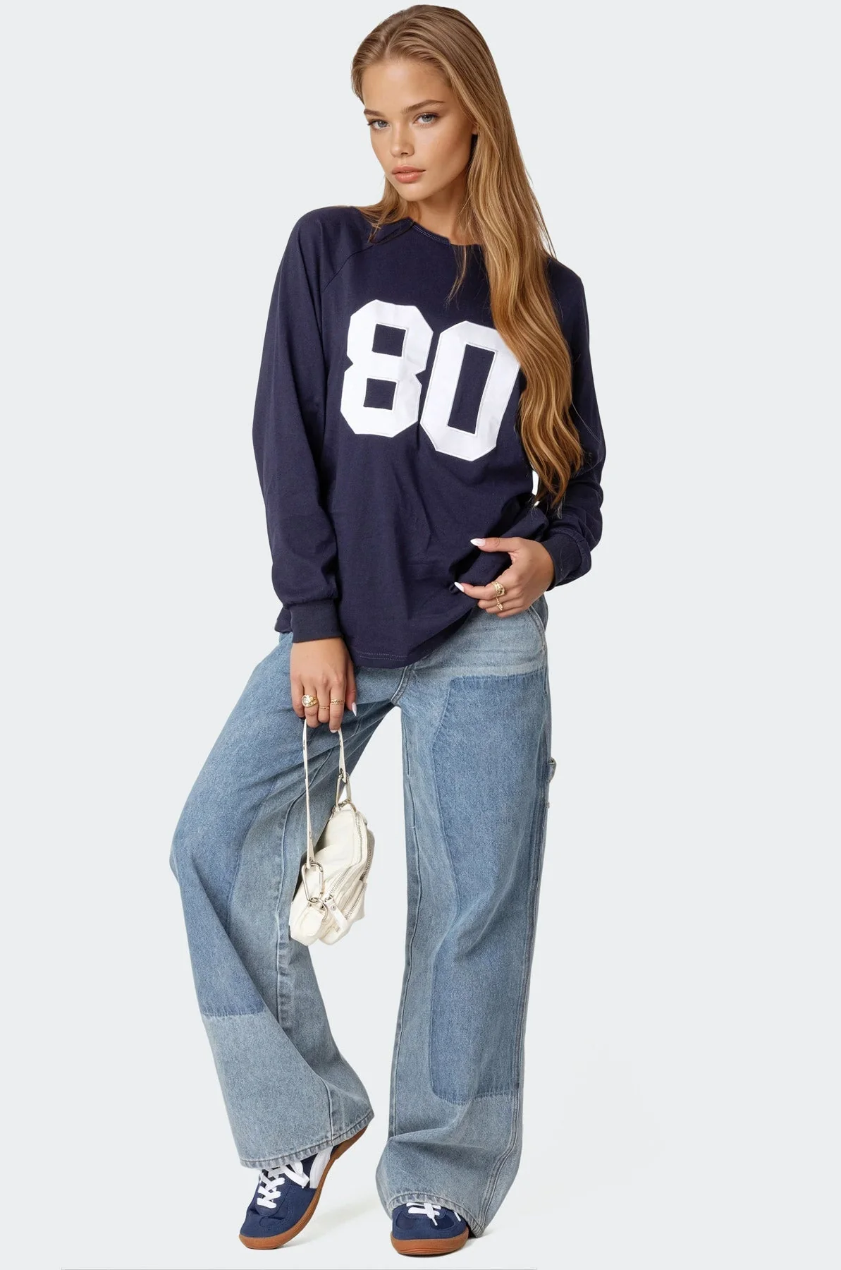 Navy Oversized Cotton T-Shirt
