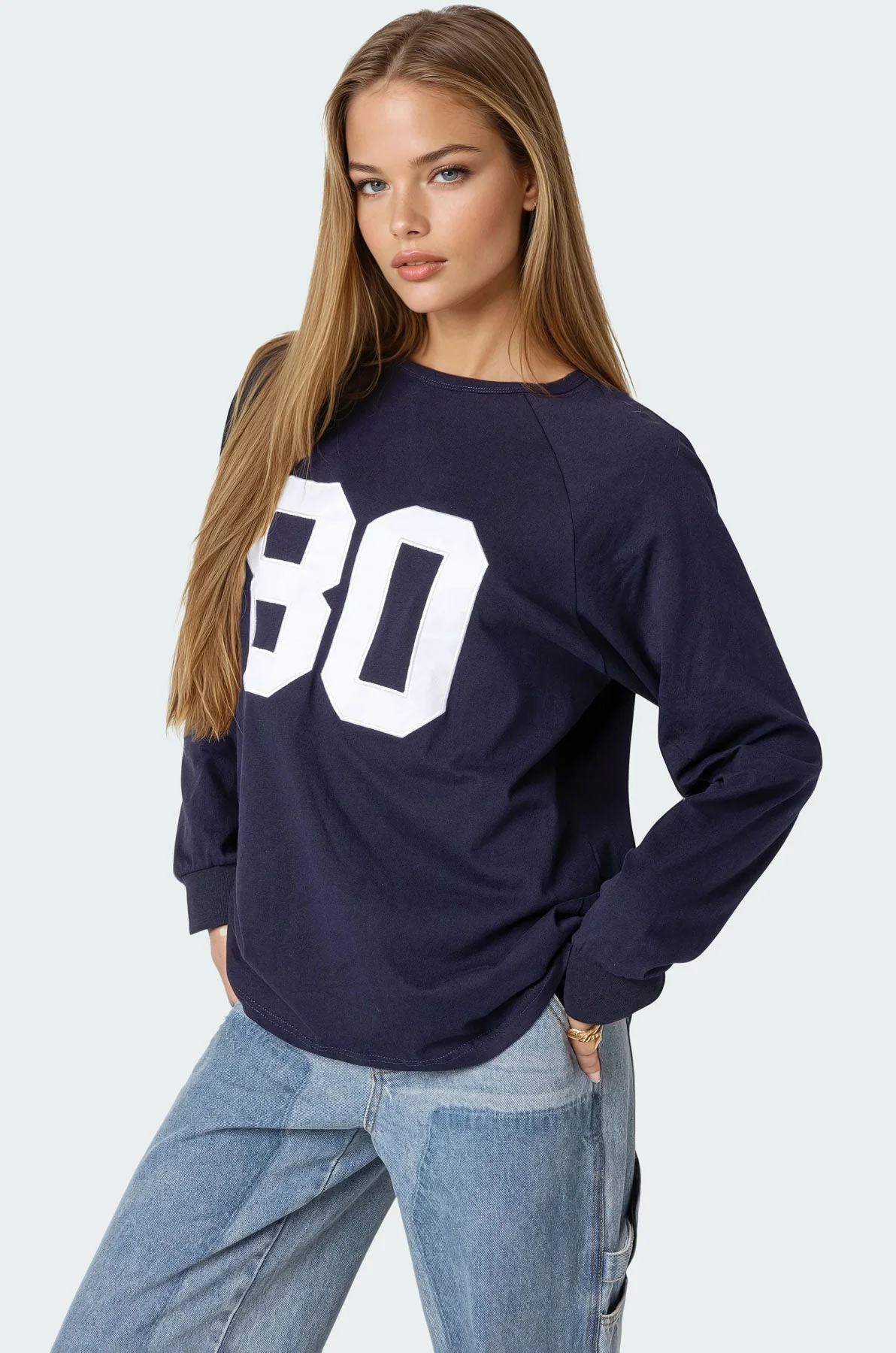 Navy Oversized Cotton T-Shirt