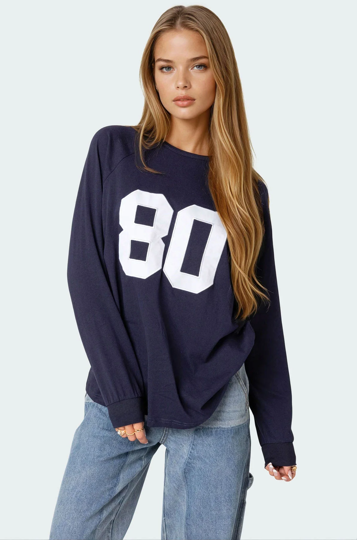 Navy Oversized Cotton T-Shirt