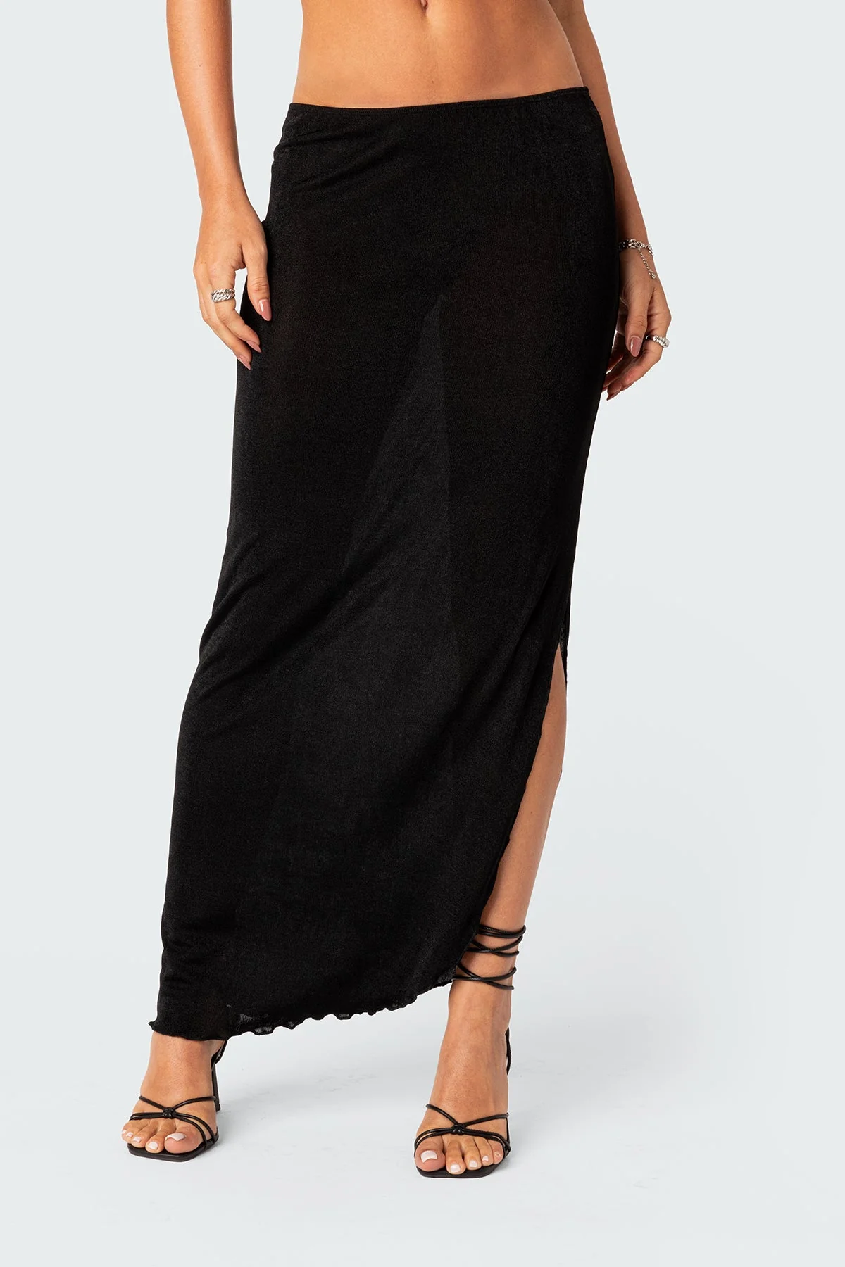 Black Maxi Skirt with Side Slit