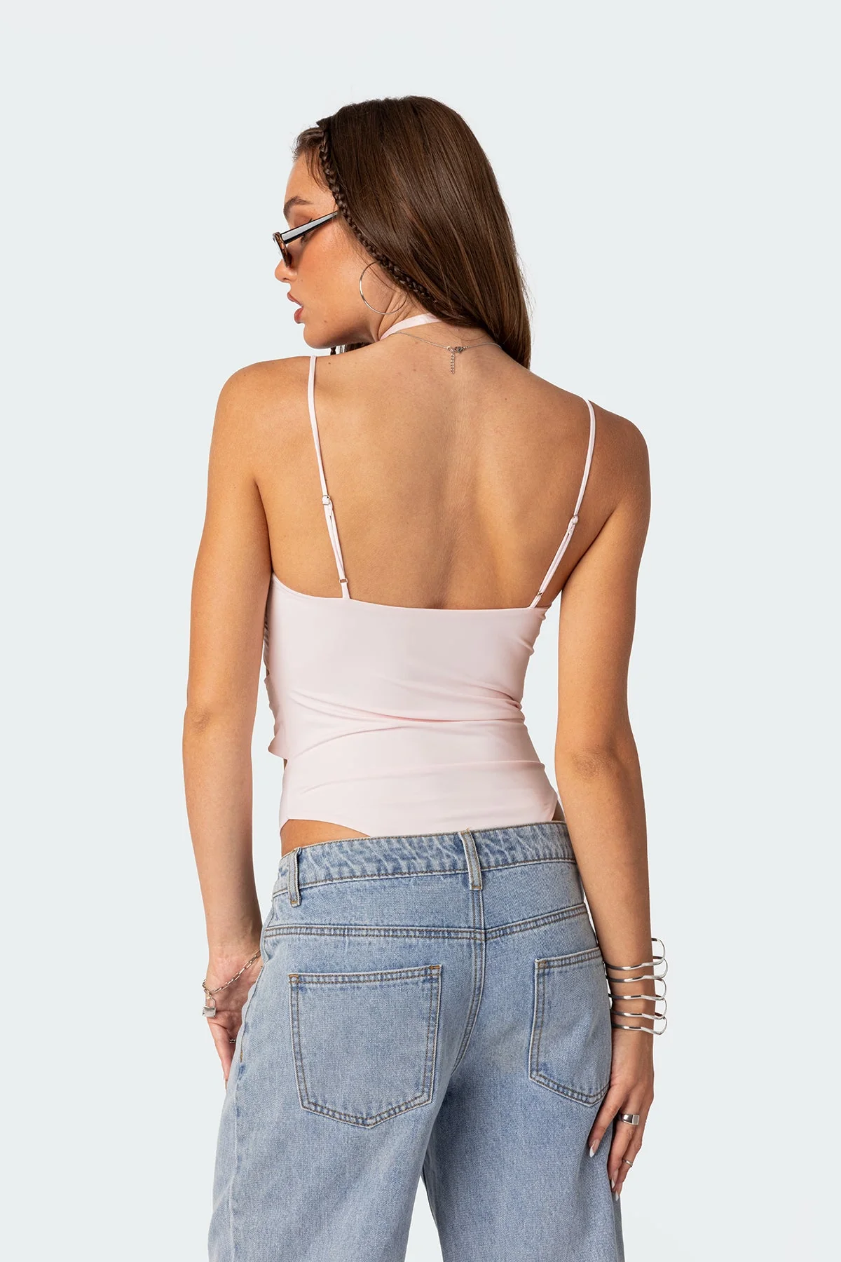 Light Pink Cut Out Bodysuit with Ring Hardware