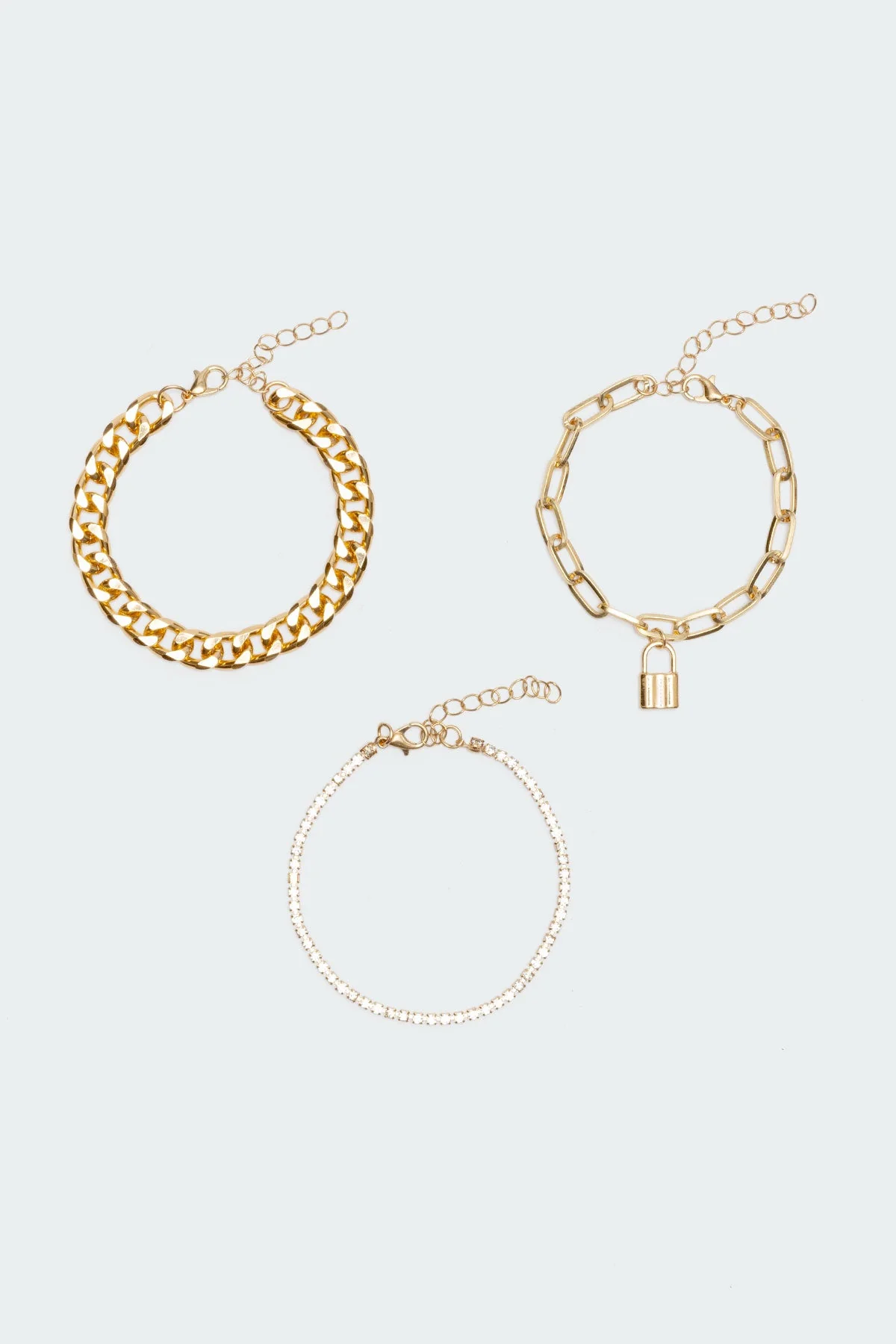 Gold Tone Metal Assorted Bracelet Set of 3