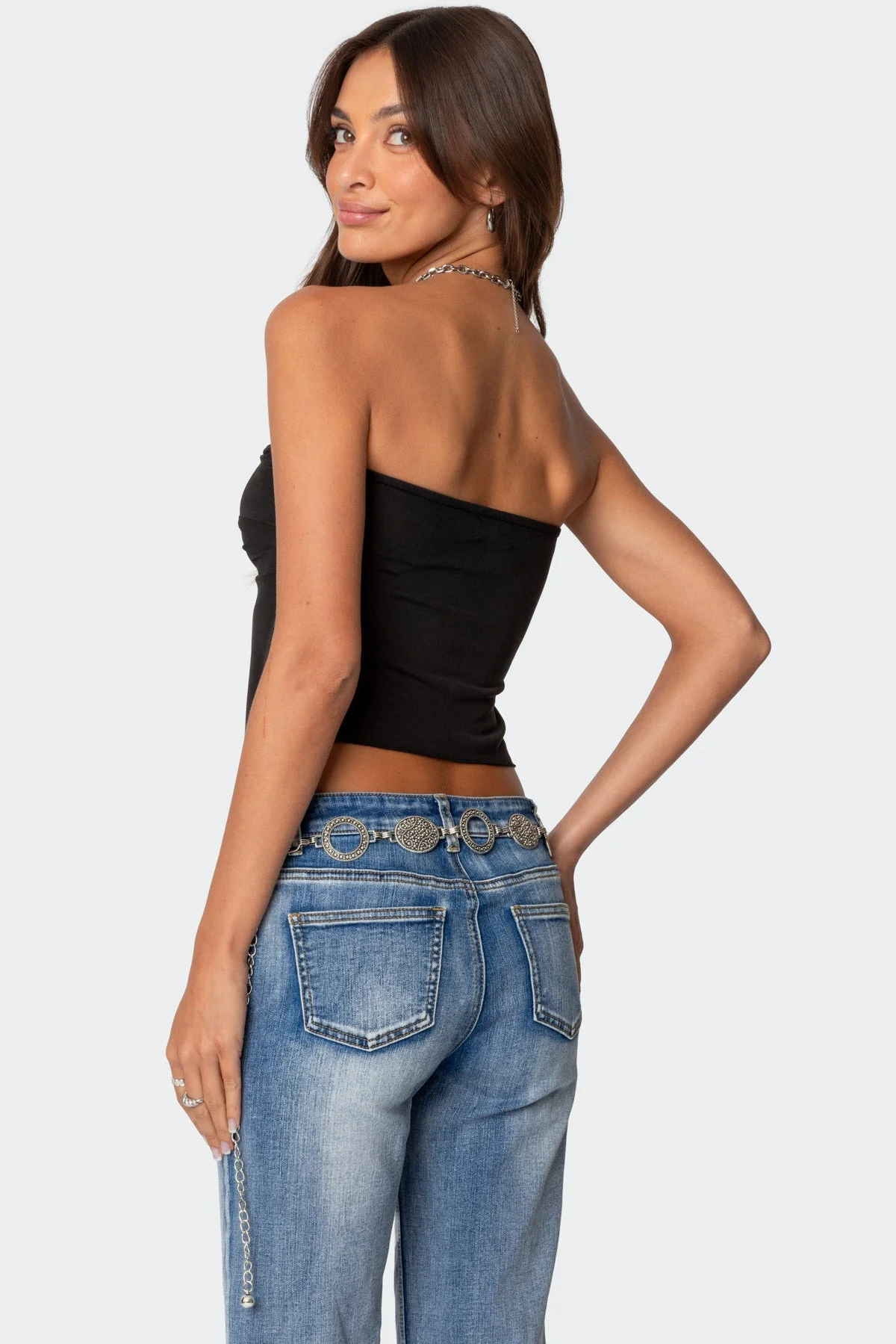 Black Twisted Front Tube Top