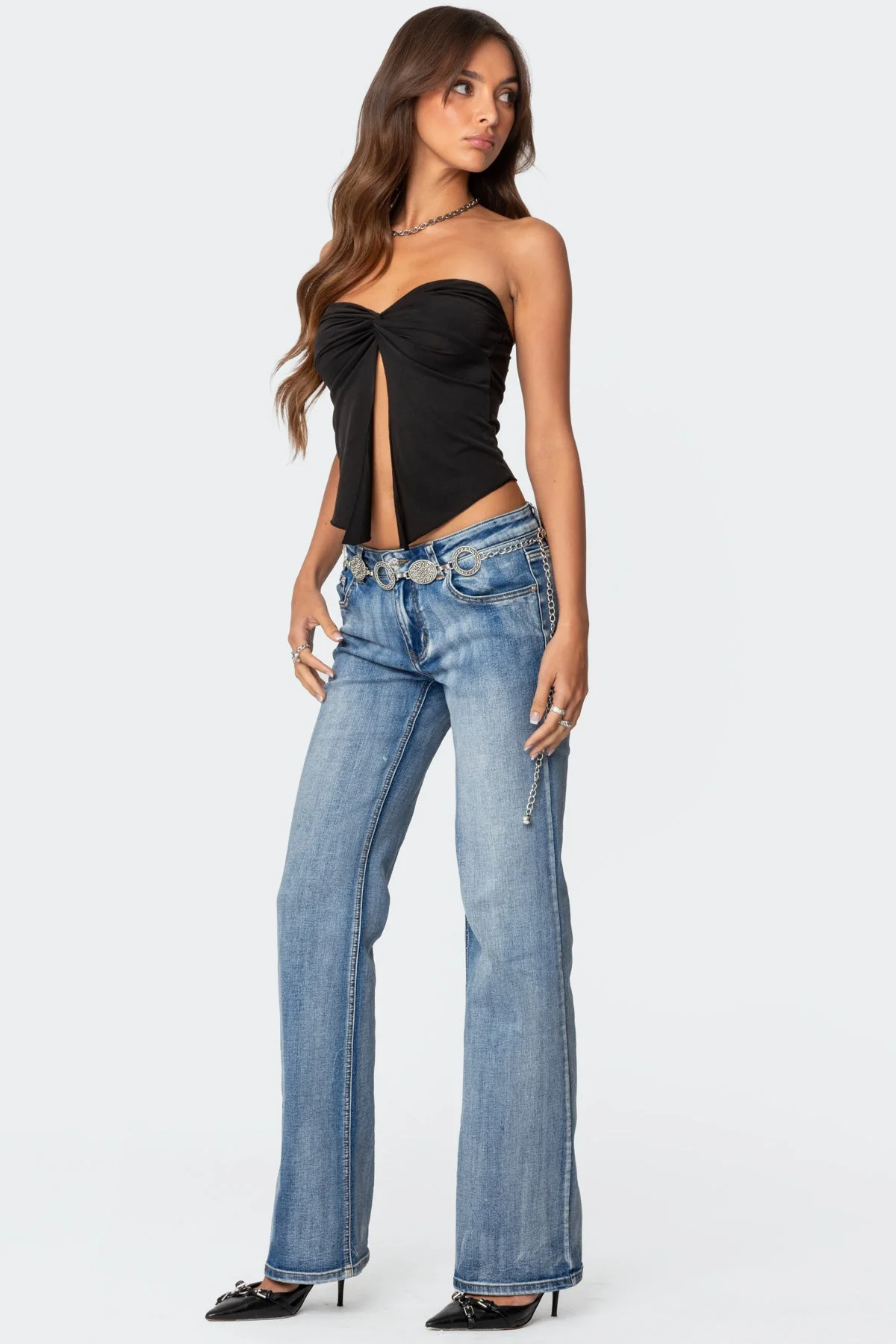 Black Twisted Front Tube Top