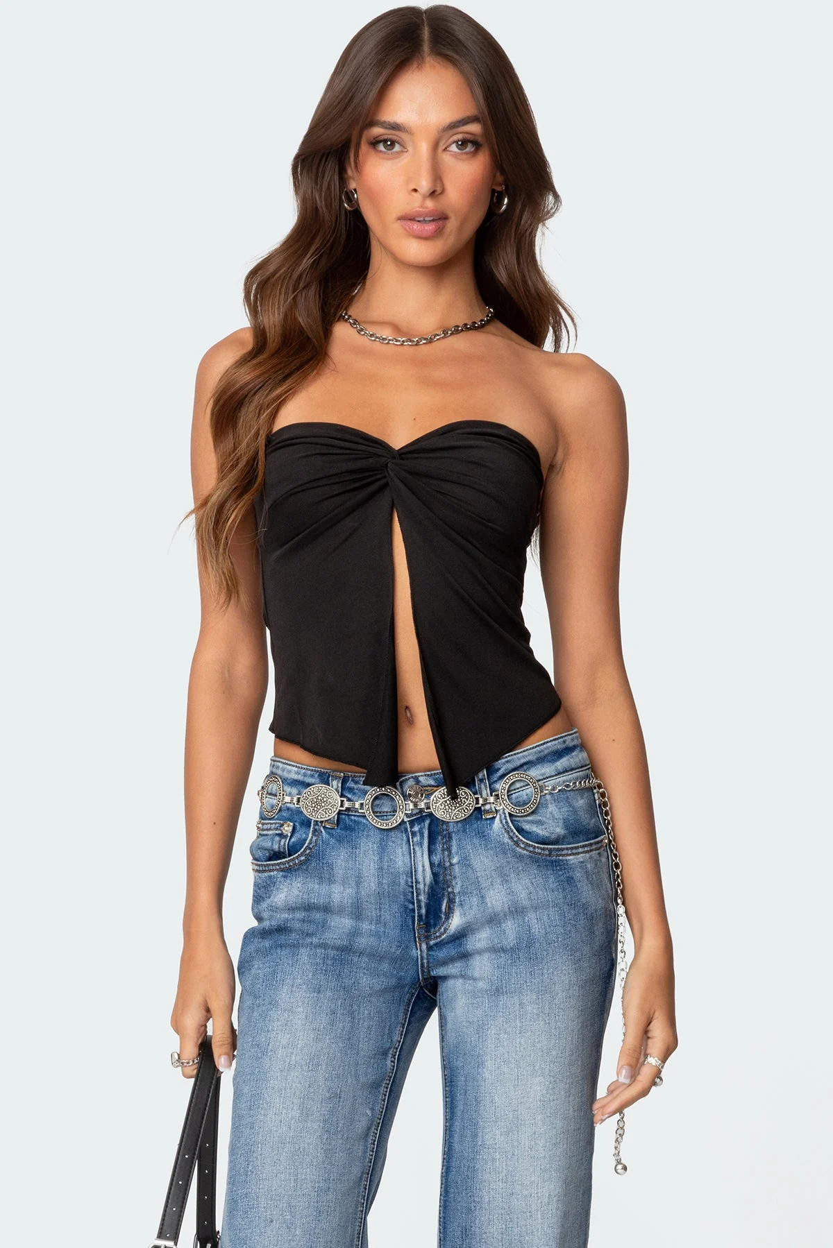 Black Twisted Front Tube Top