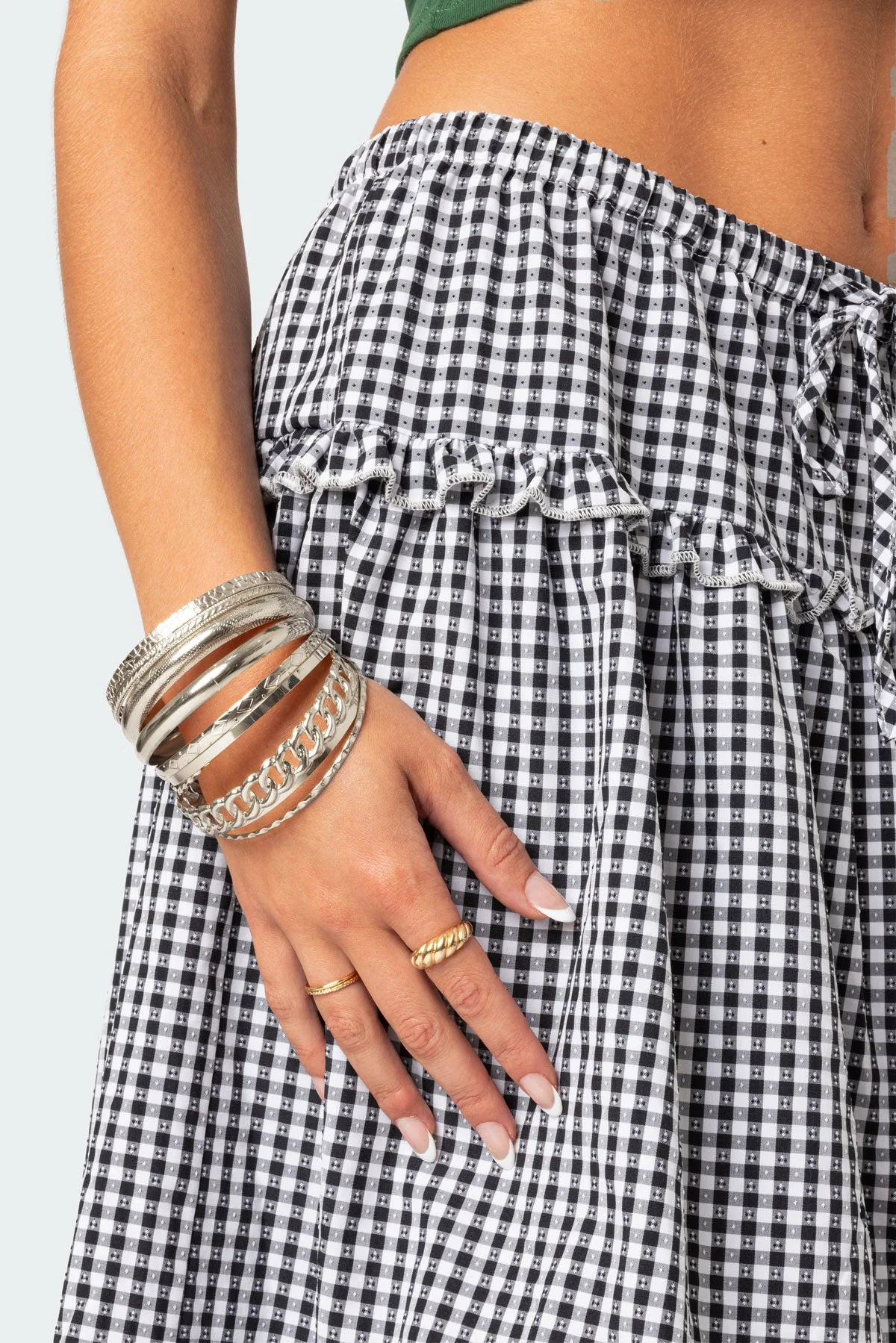 Silver Tone Bangle Bracelet Set Pack of 10