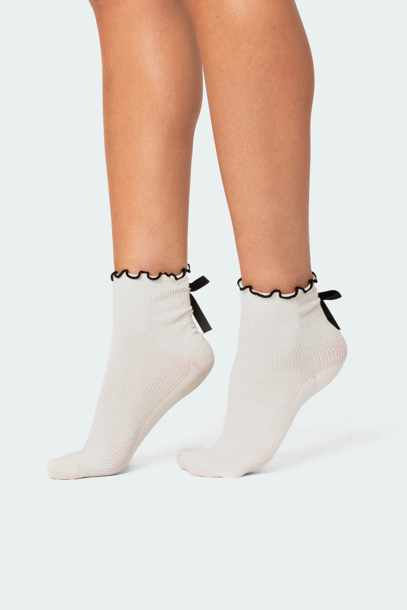 Cream Frill Ribbon Bow Socks