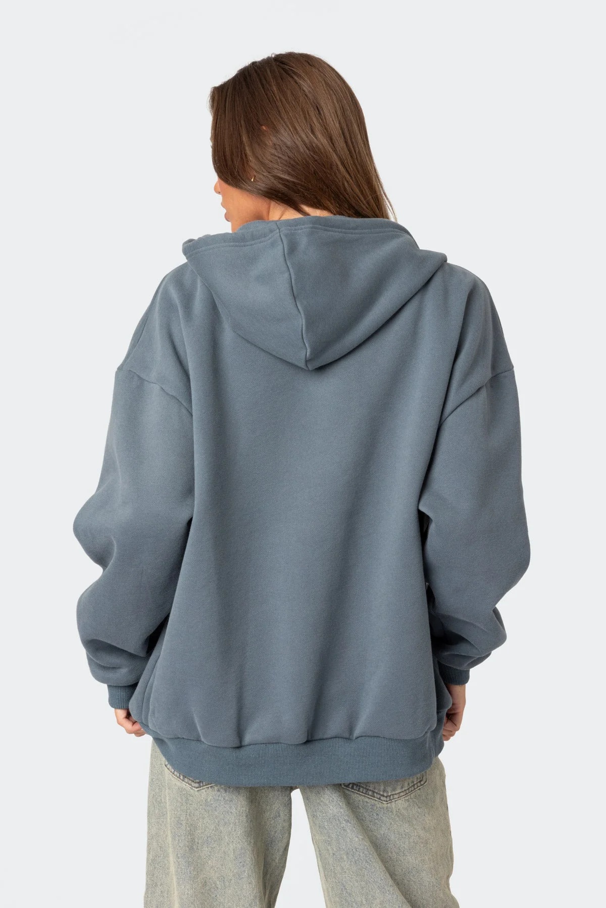 Blue Oversized Zip-Up Hoodie for Women