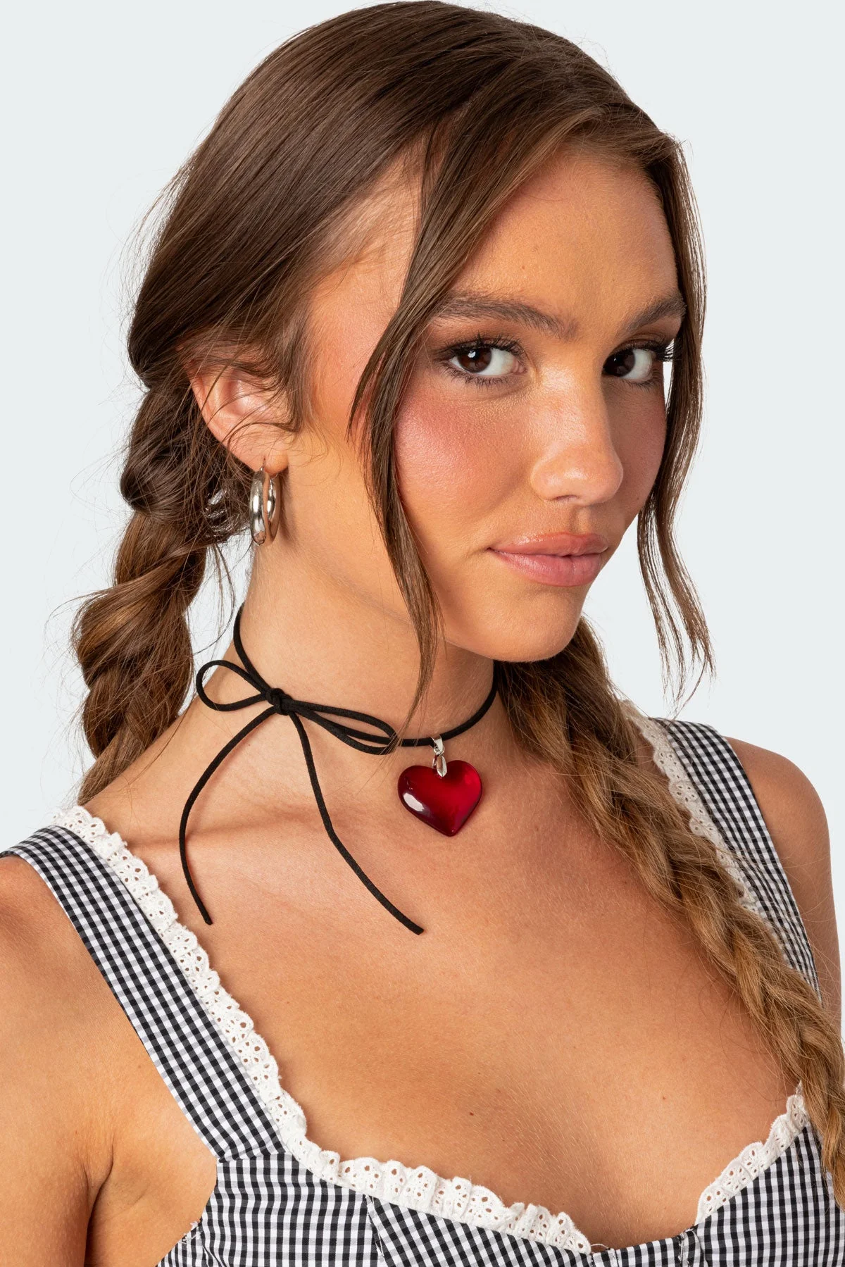 Red Heart Pendant Choker Necklace Women Jewelry