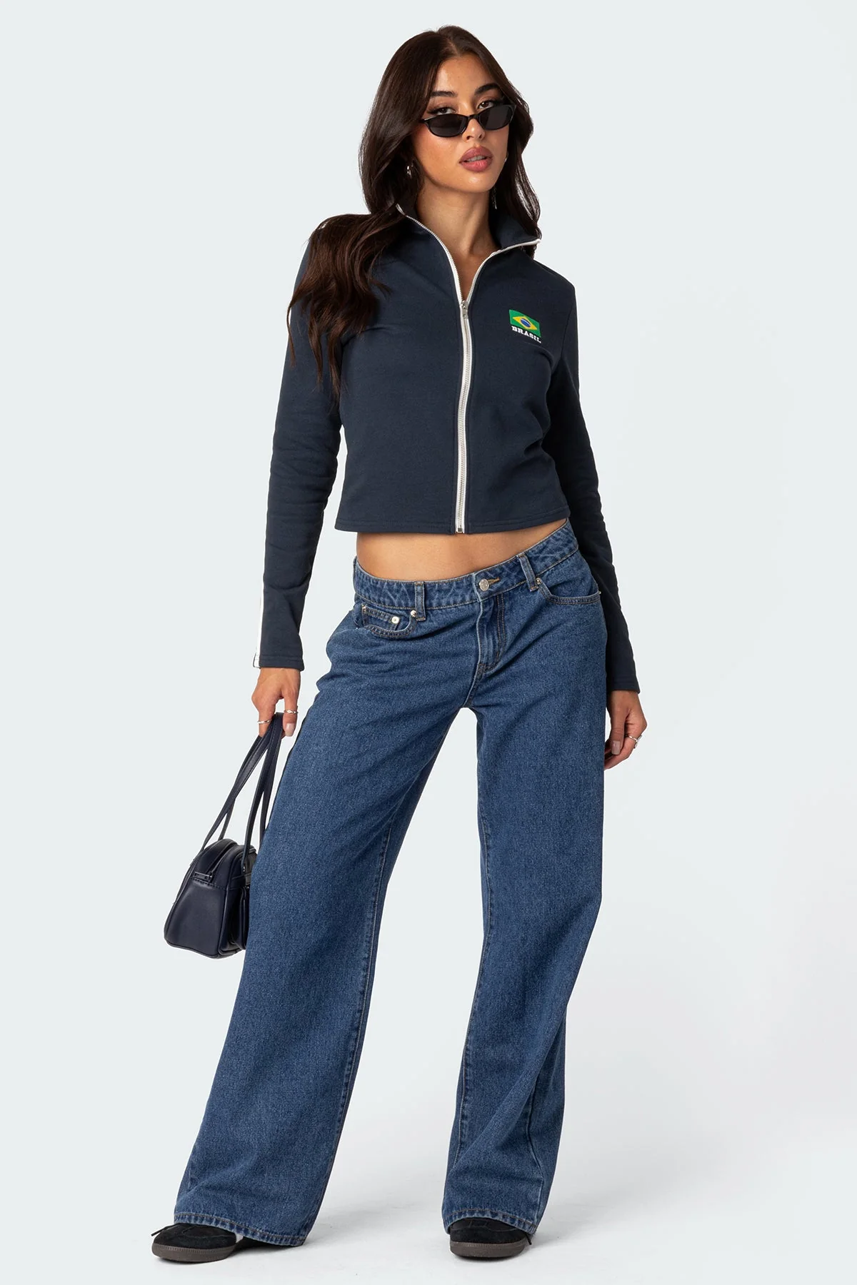 Navy Zip Up Sweatshirt Womens Outdoor Activewear Set