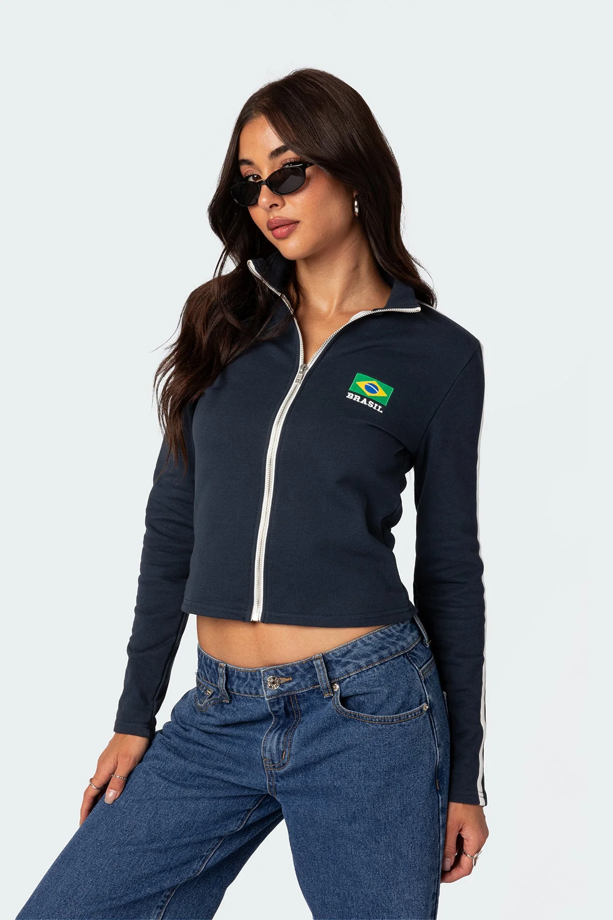 Navy Zip Up Sweatshirt Womens Outdoor Activewear Set