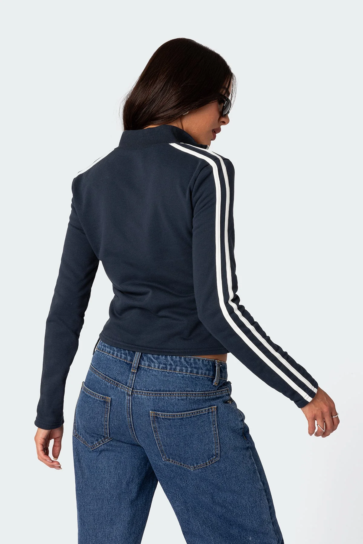 Navy Zip Up Sweatshirt Womens Outdoor Activewear Set