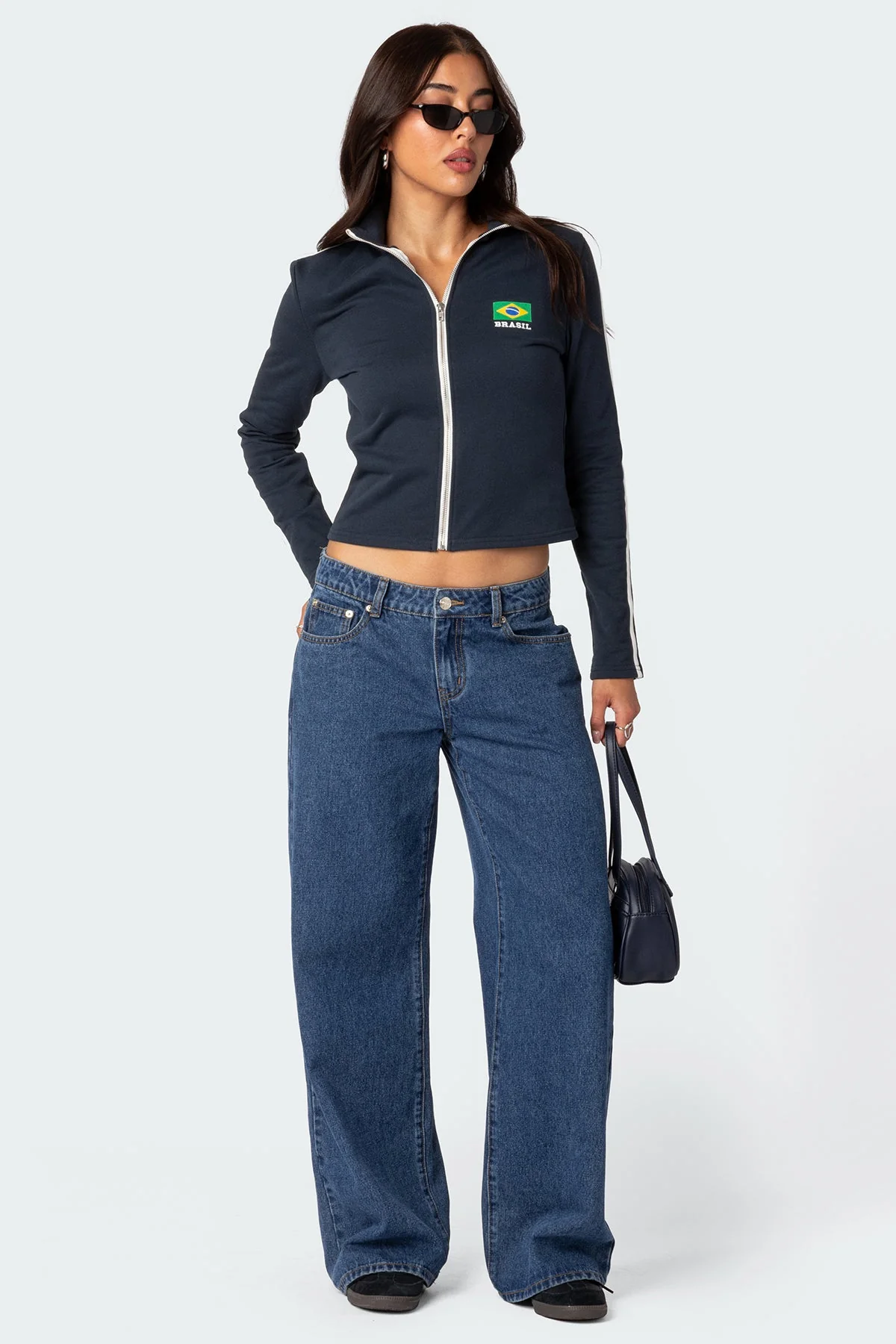 Navy Zip Up Sweatshirt Womens Outdoor Activewear Set