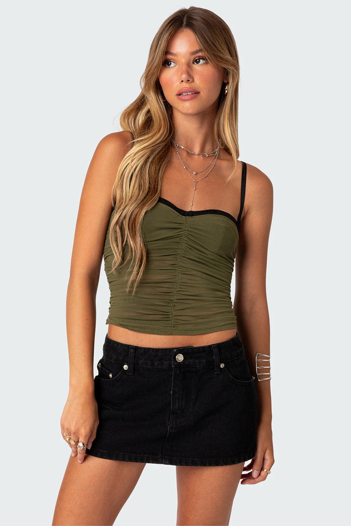 Olive Mesh Corset Bra Top