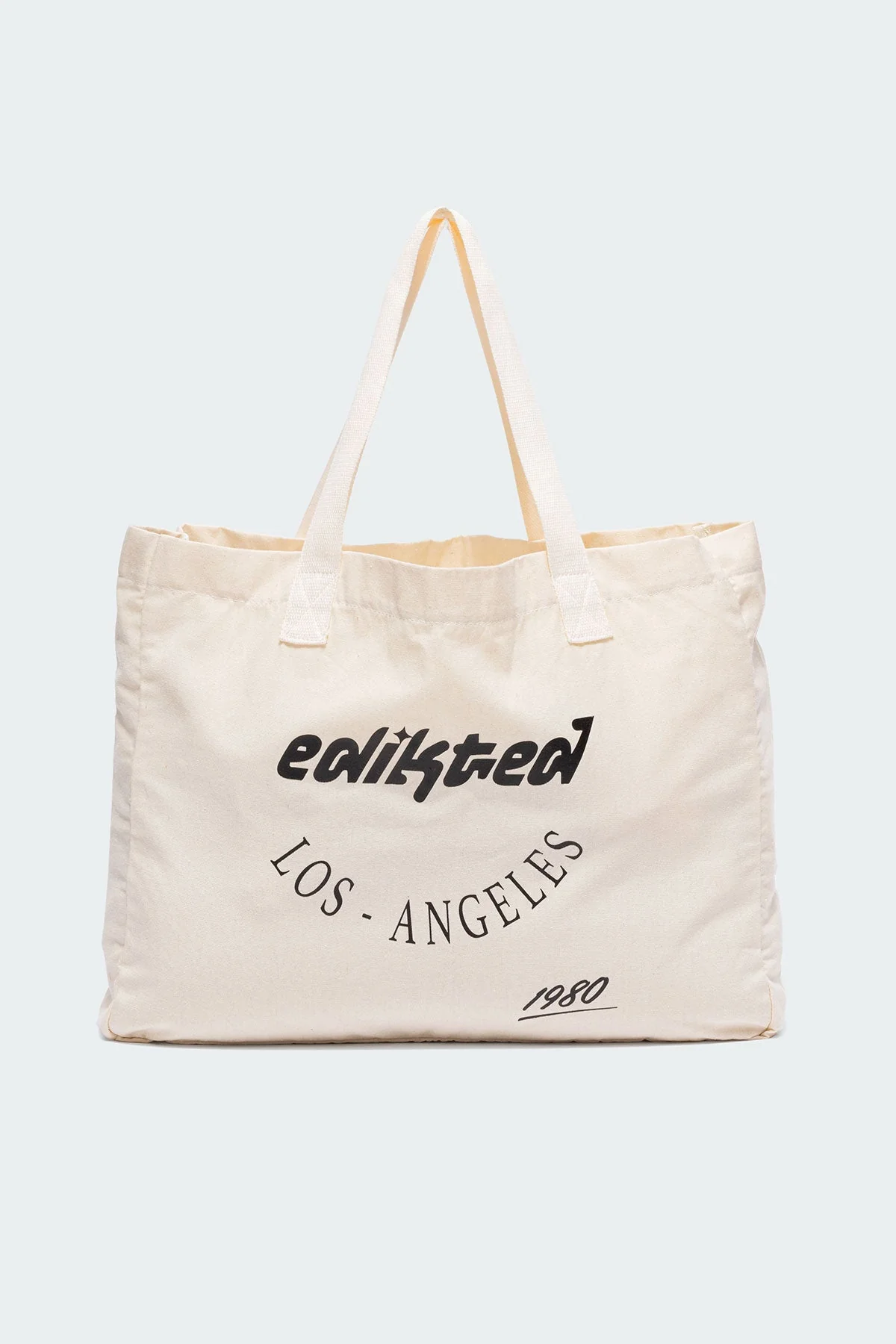 Cream Canvas Tote Bag Graphic Print