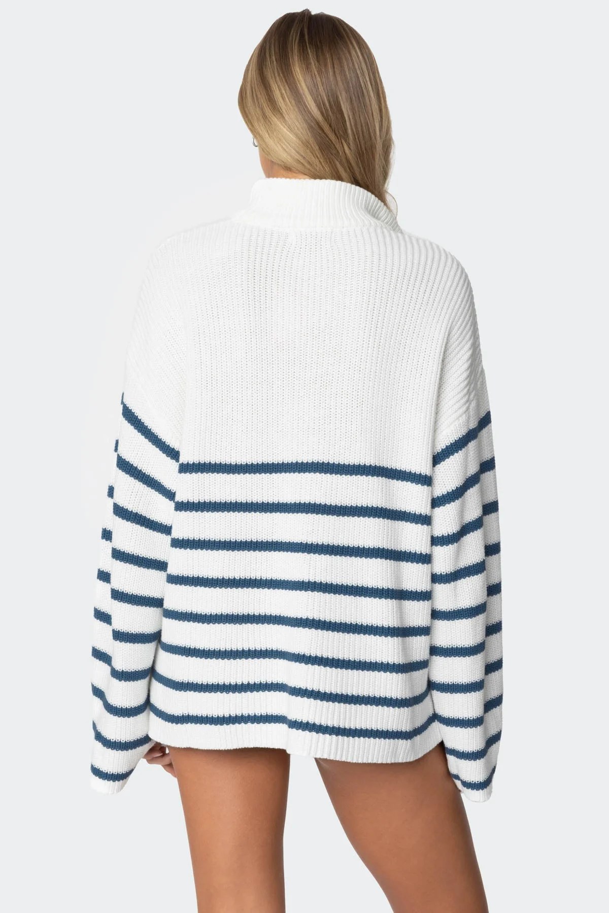 White Knitted High Neck Sweater
