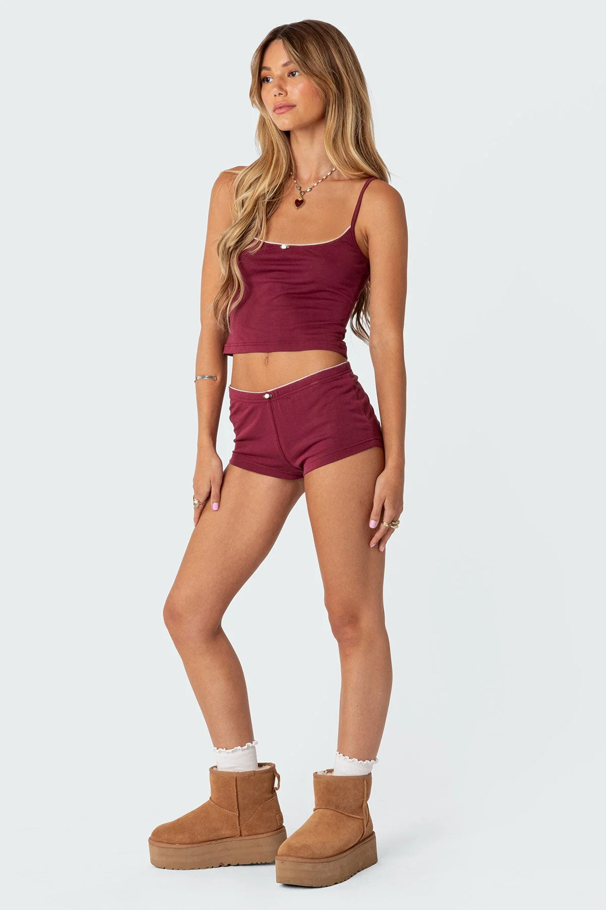 Burgundy Sleeveless Tank Top for Sleepwear