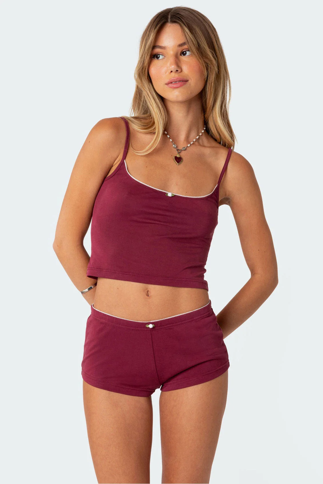 Burgundy Sleeveless Tank Top for Sleepwear