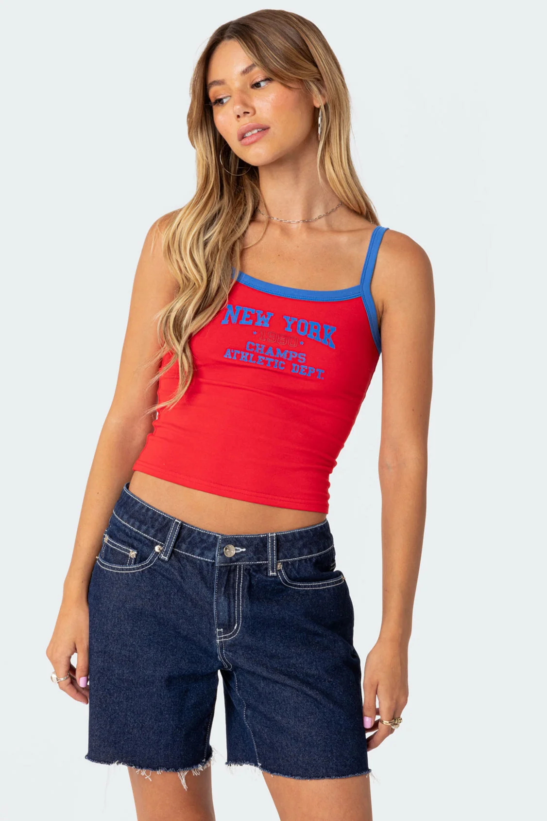 Red Graphic Text Tank Top for Women