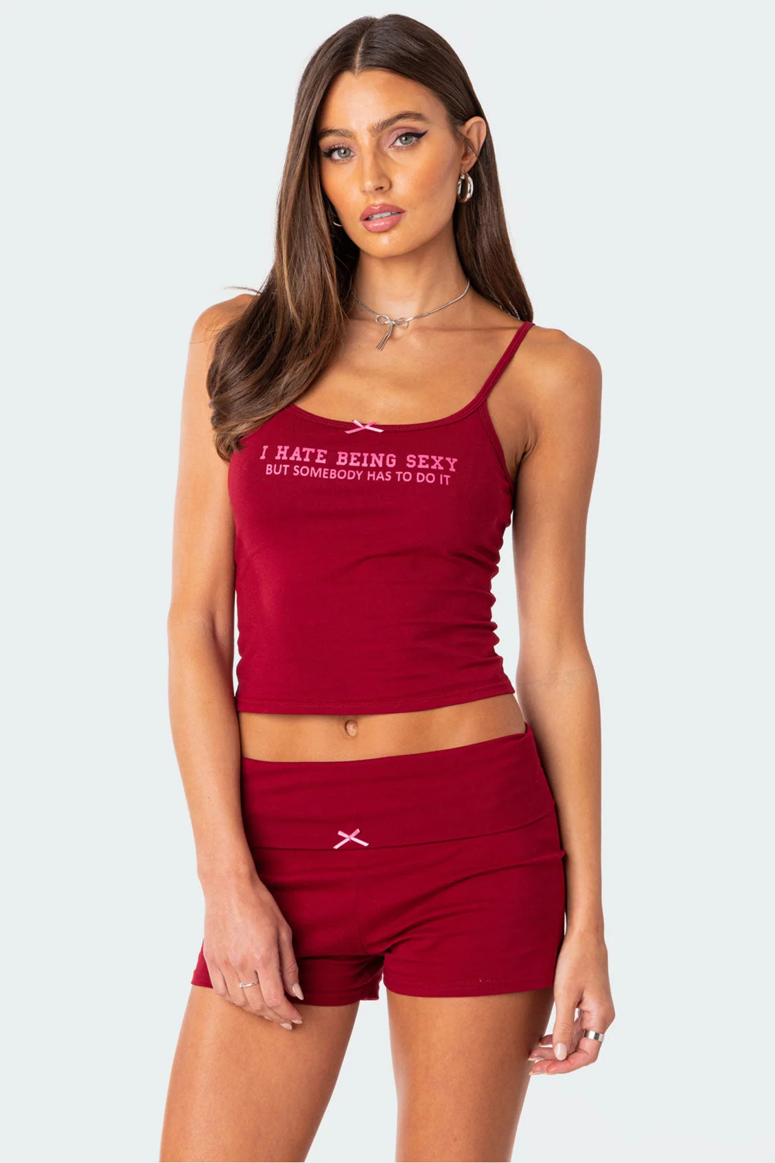 Burgundy Graphic Detail Tank Top for Women