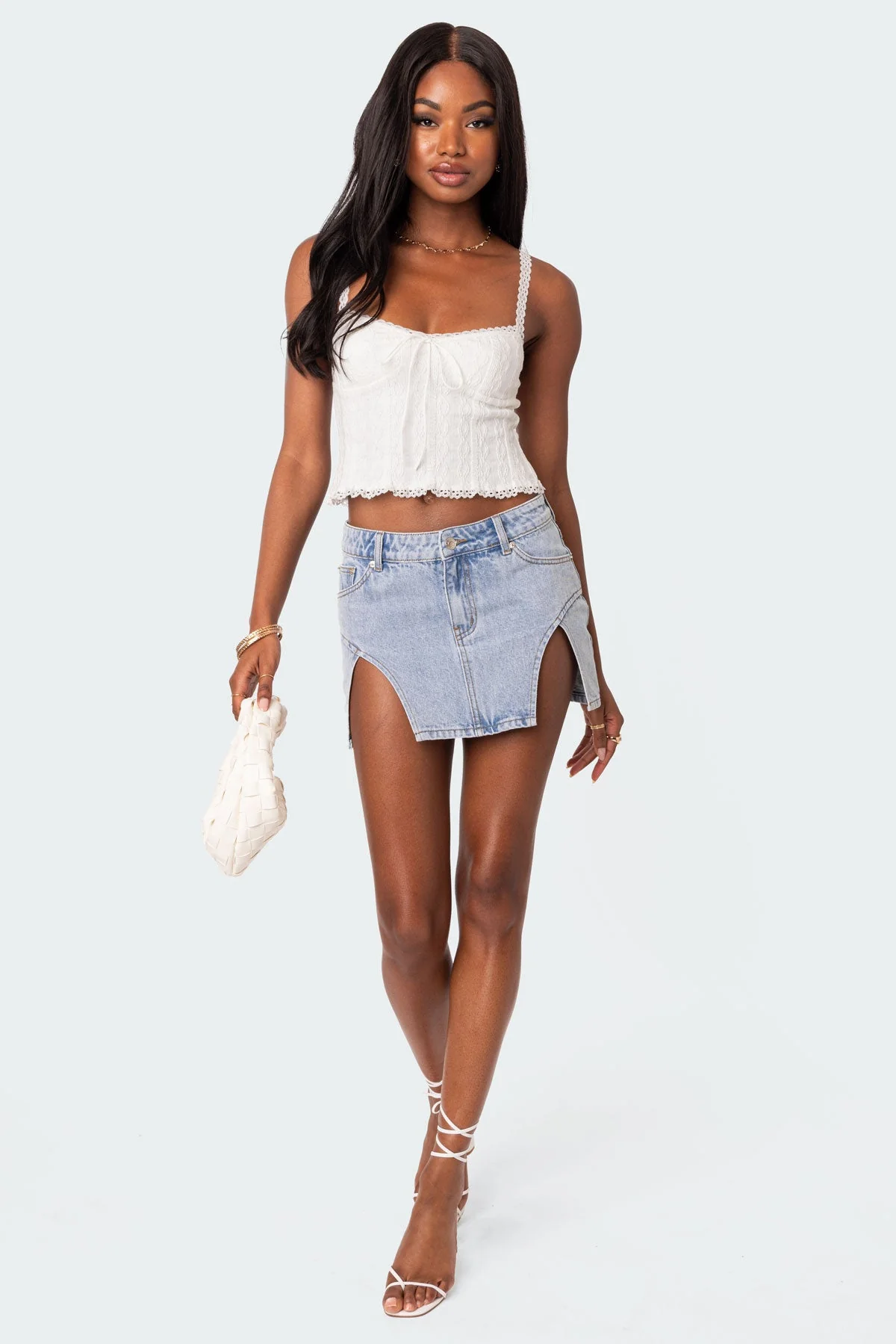 White Textured Knit Tank Top