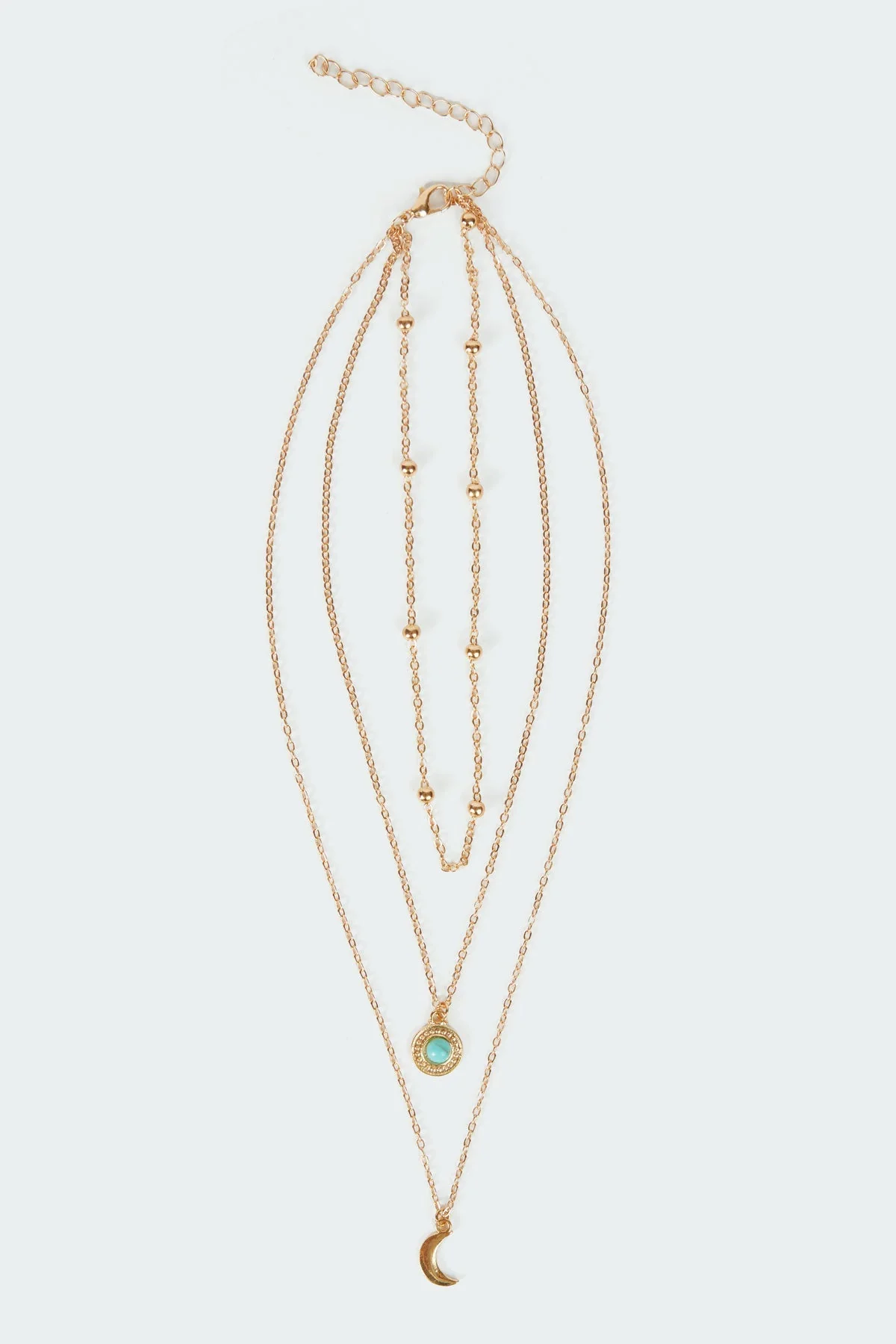 Layered Stone Moon Pendant Necklace