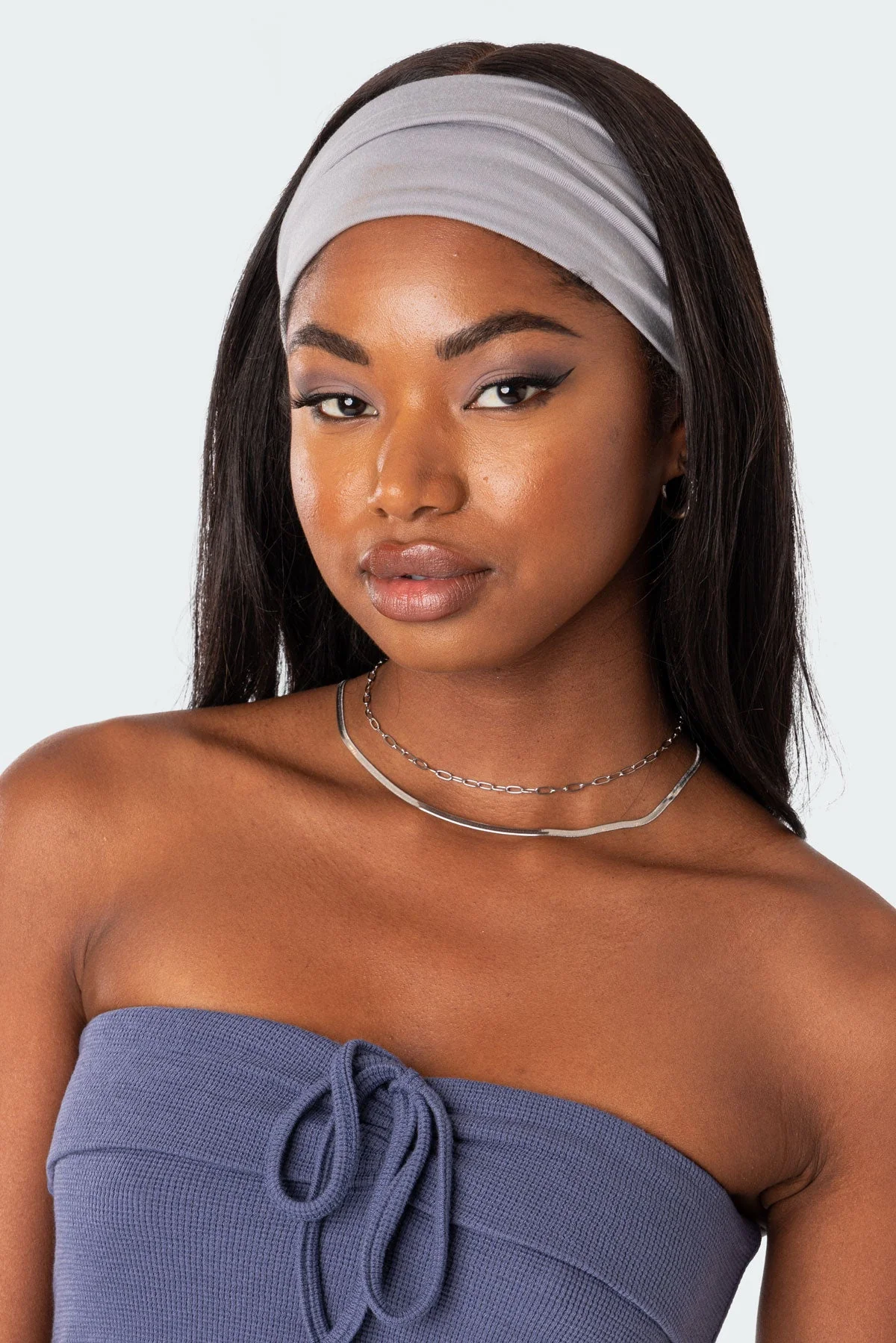 Gray Cotton & Spandex Wide Fit Headband for All-Day Comfort