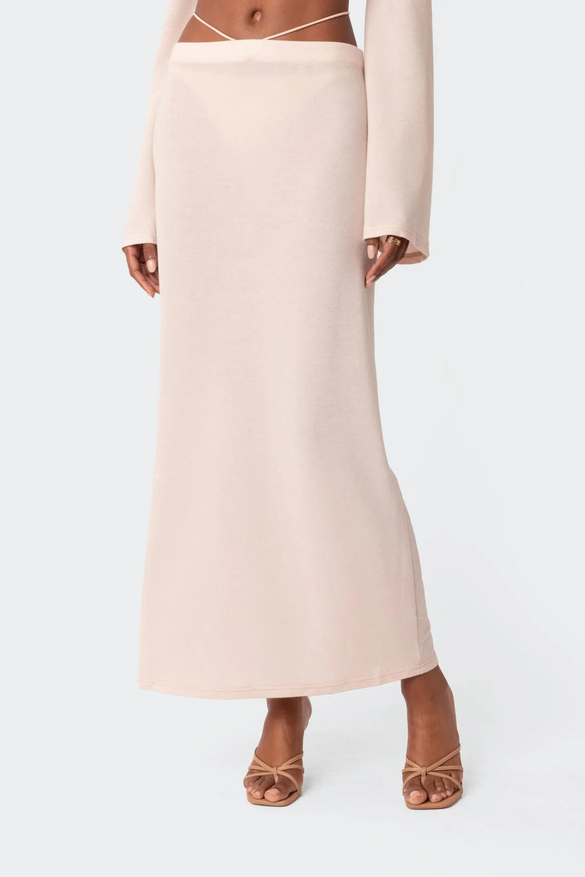 Cream Low Rise Maxi Dress with Back Tie Strap