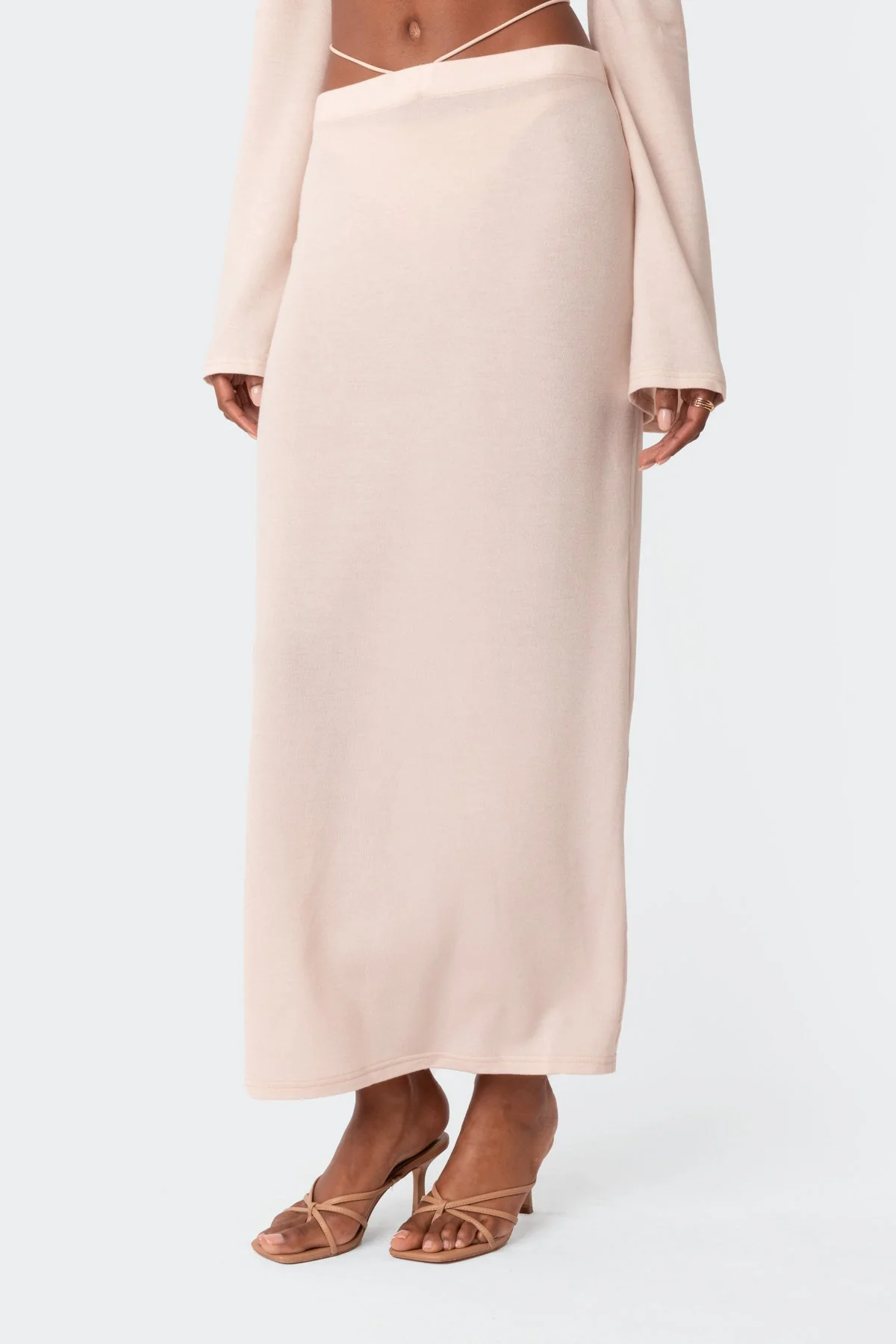 Cream Low Rise Maxi Dress with Back Tie Strap