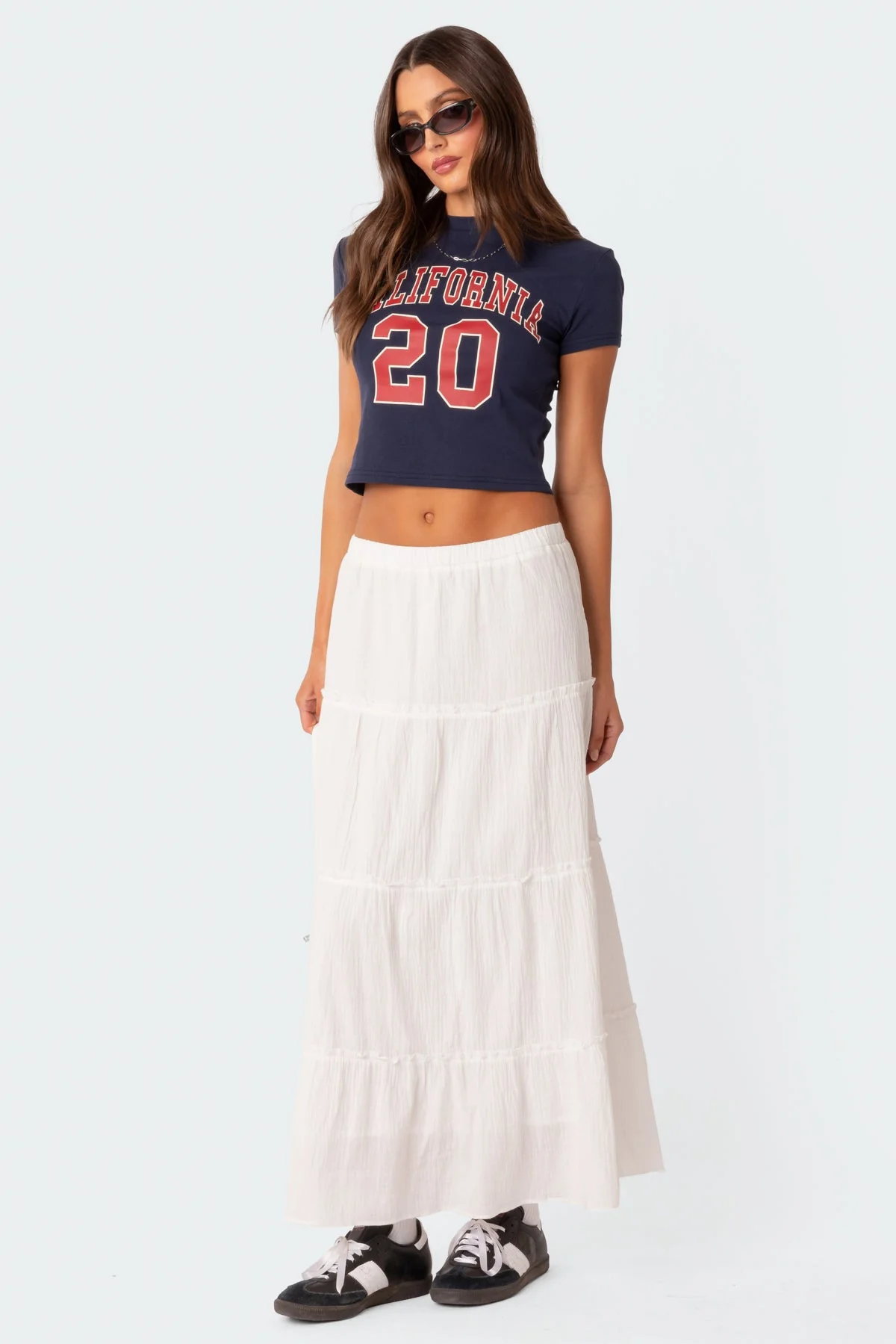 White Tiered Maxi Skirt for Women