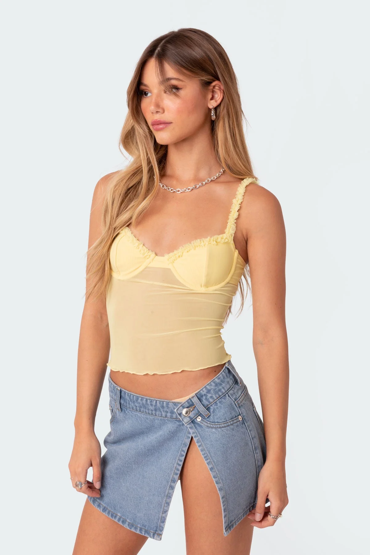 Yellow Sheer Mesh Bra Top