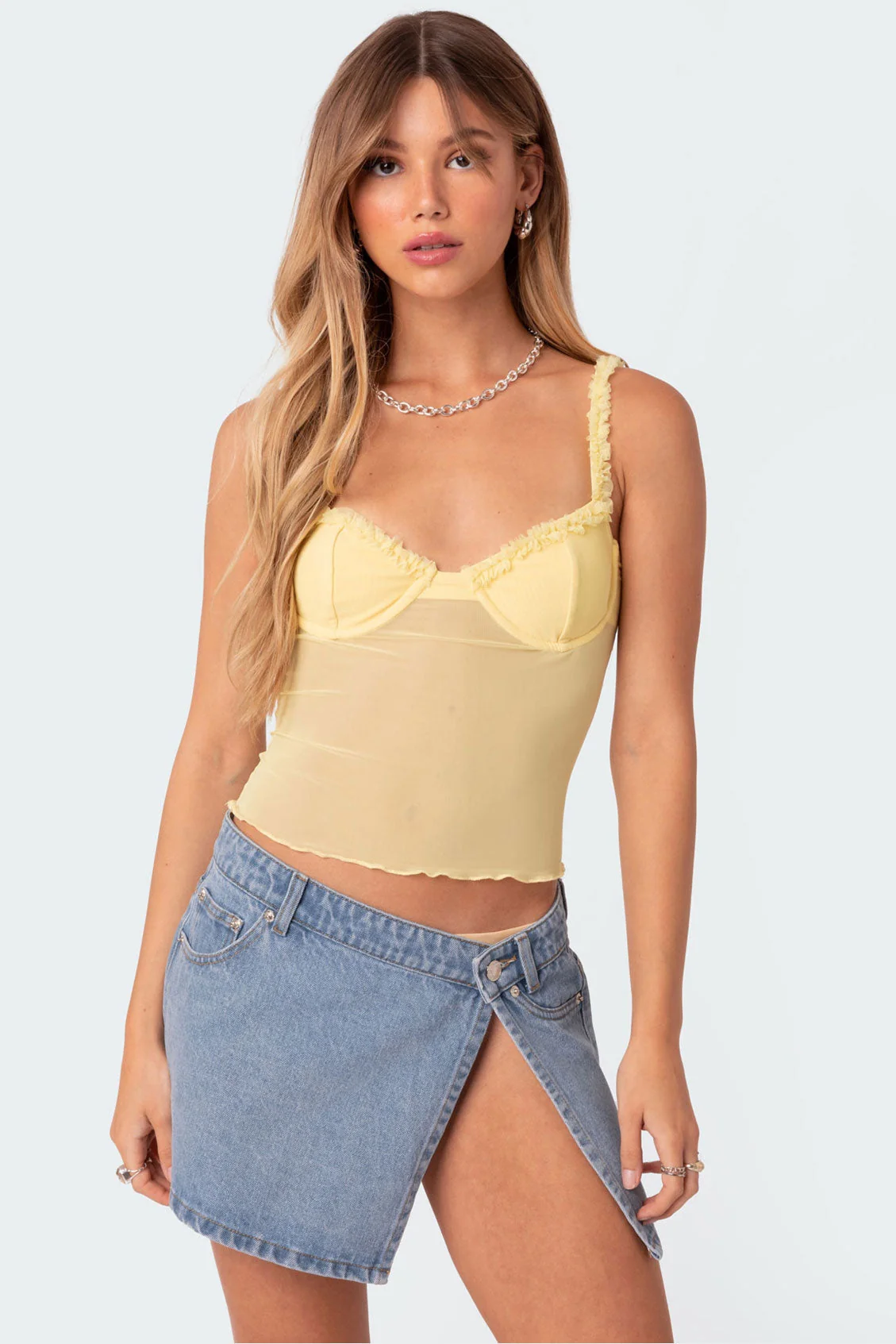 Yellow Sheer Mesh Bra Top